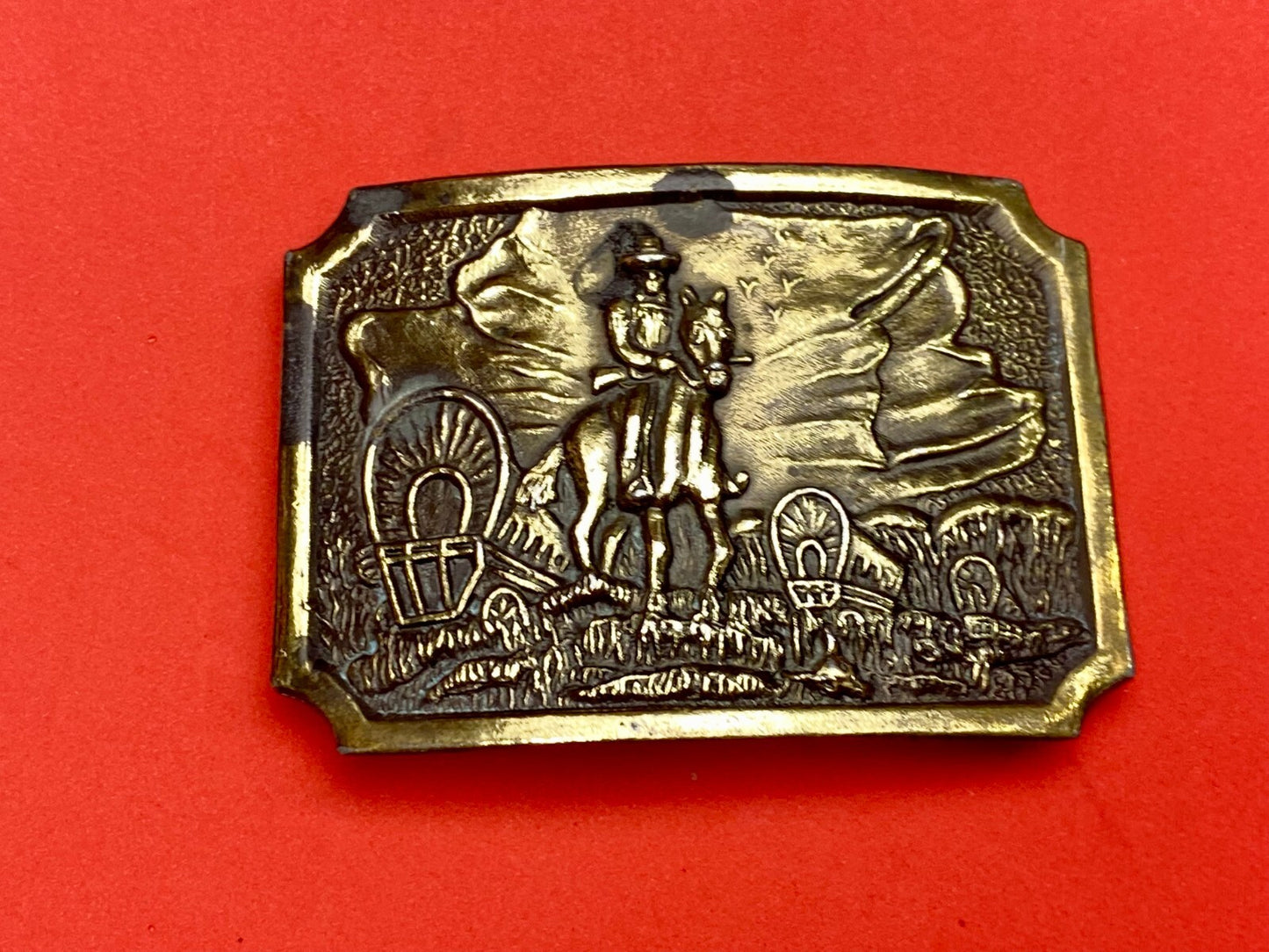 Tall in the Saddle Art Western Horse and Cowboy Way of Life Vtg. Belt Buckle
