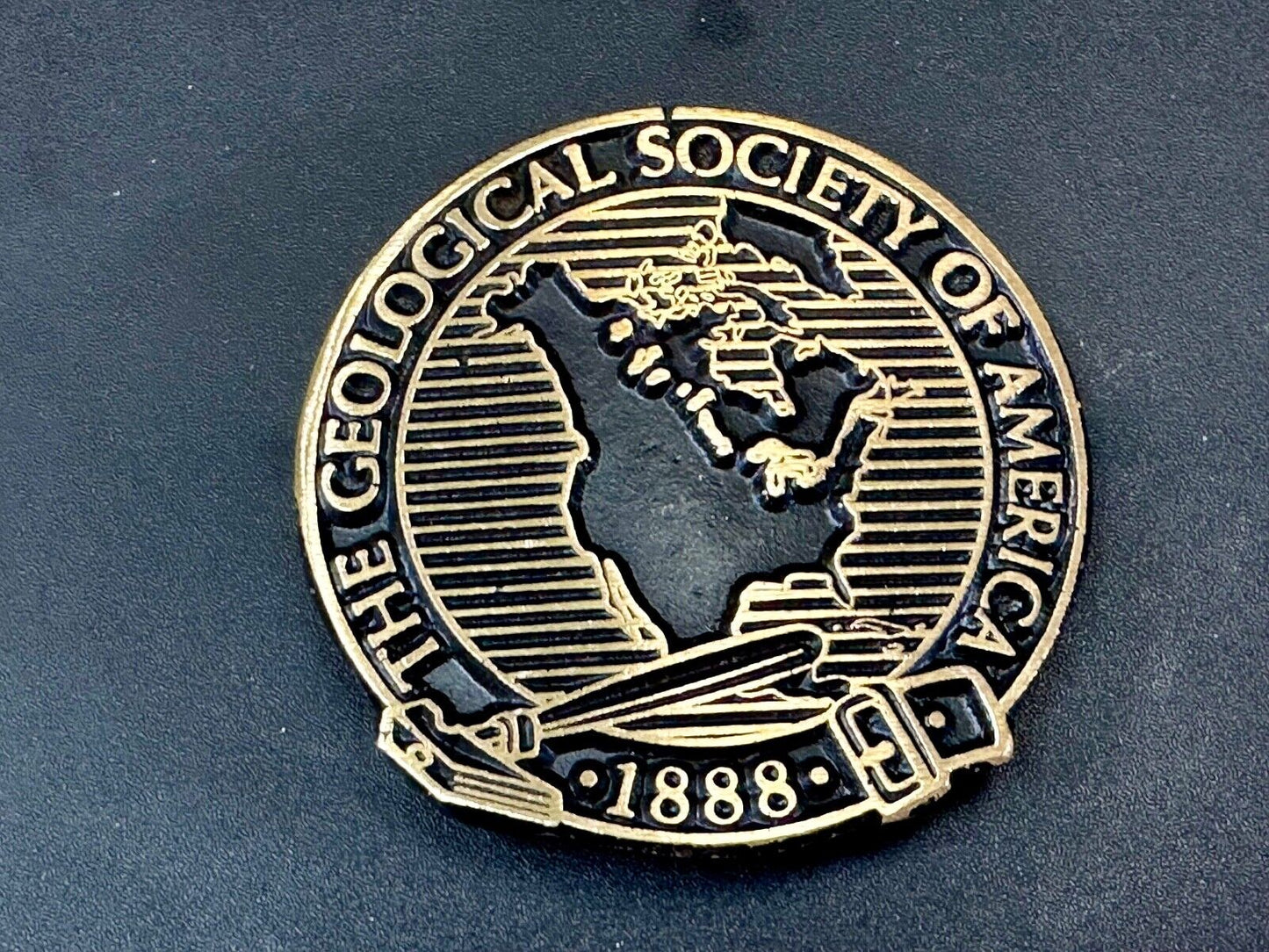 The Geological Society of America vintage solid brass round belt buckle