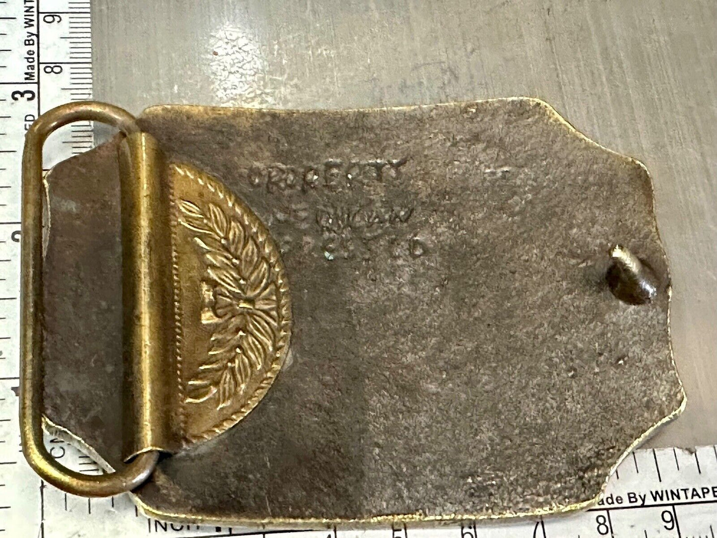 American Express Wells Butterfield stagecoach belt buckle - see back!