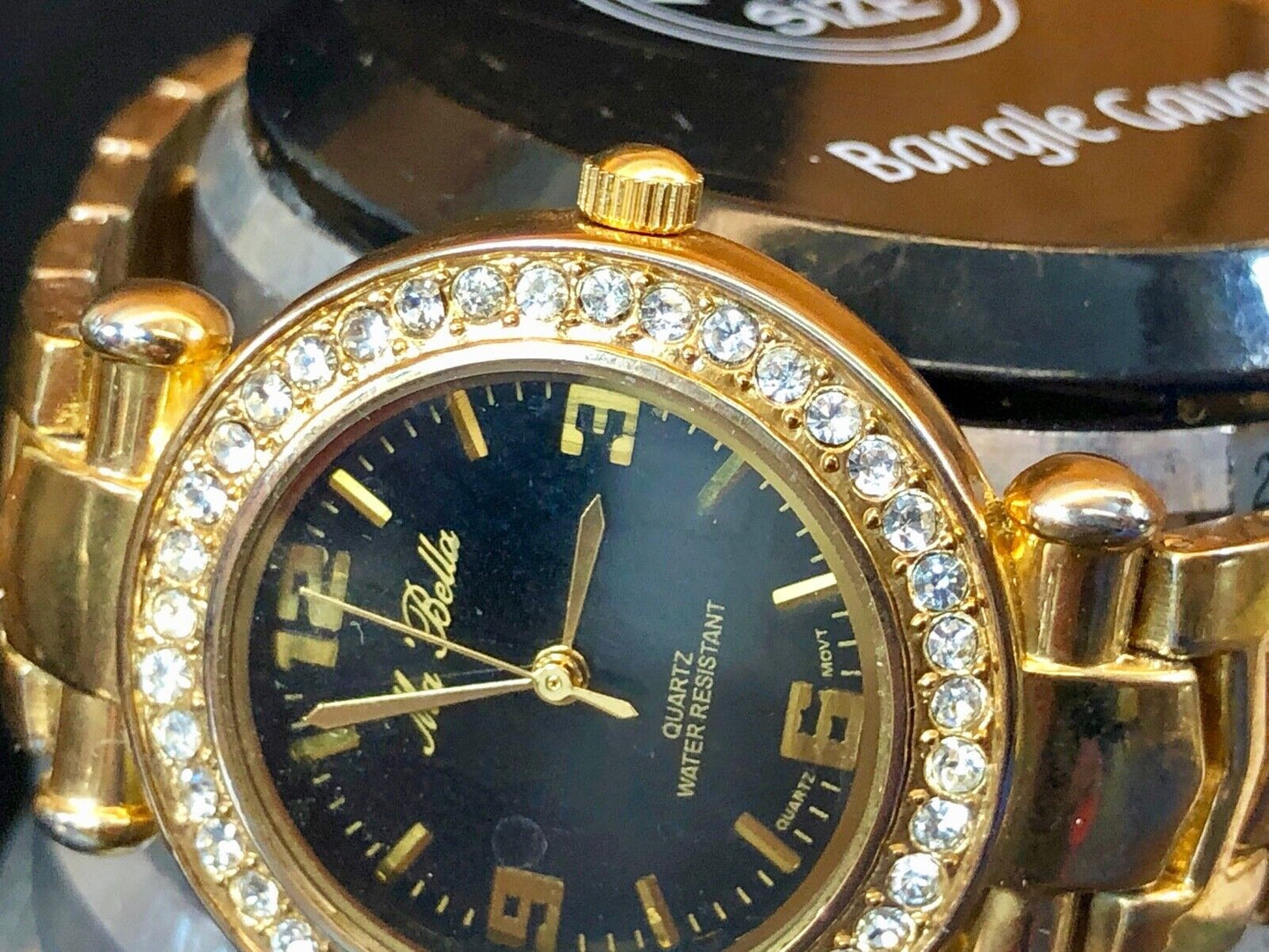 Beautiful Ma bella quartz gold tone women's Ladies watch - rhinestone accents