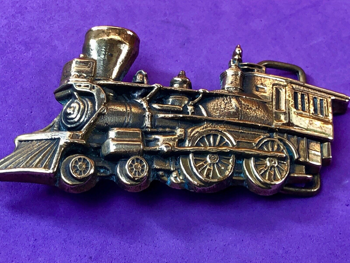 Vintage 1976 Steam Locomotive Rr Western Rail Road Brass Belt Buckle By Baron