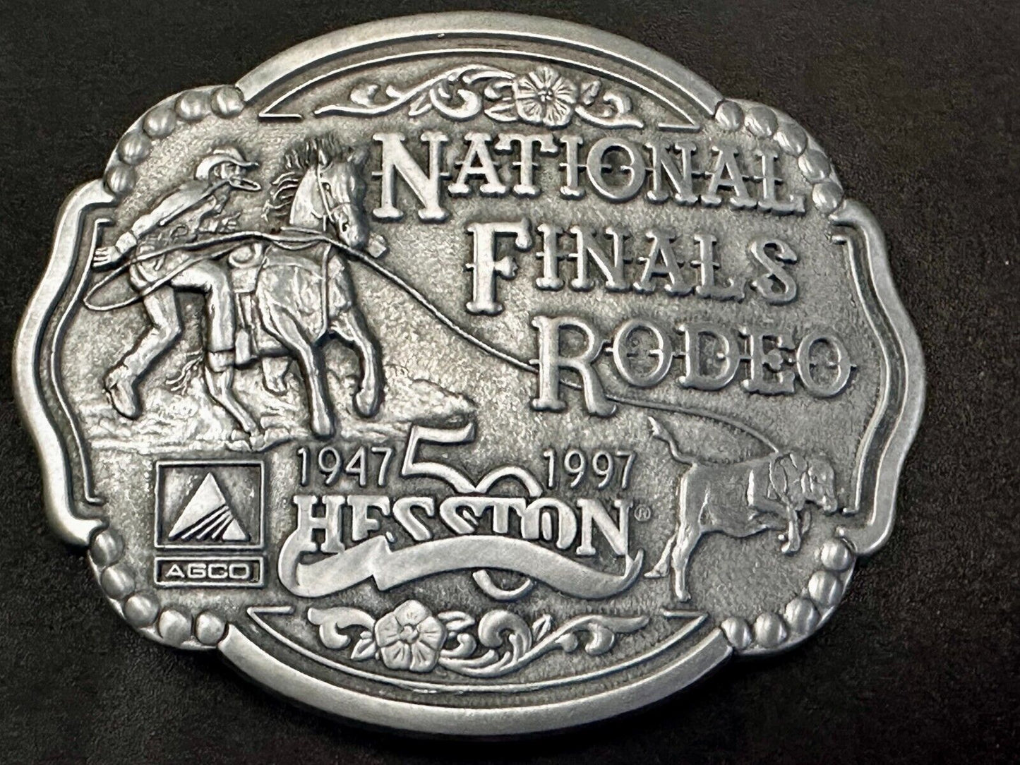 1997 ADM Hesston NFR National Finals Rodeo Cowboys Western Belt Buckle