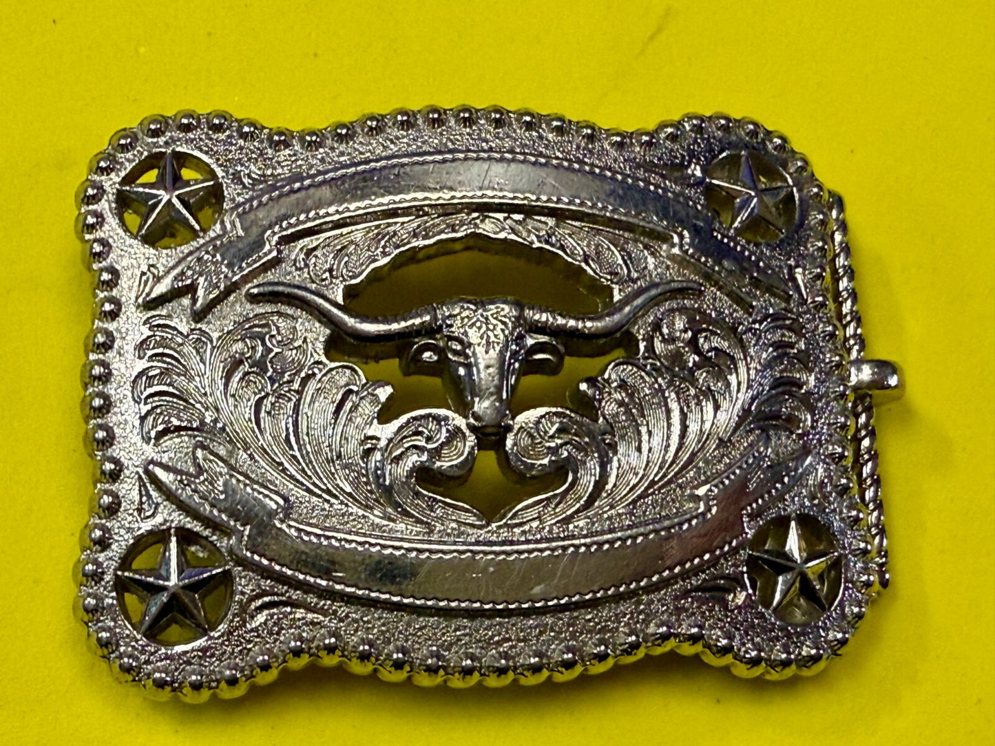 Texas Lonestar Longhorn Cow Bull Head Steer Silver Tone Cowgirls Belt Buckle