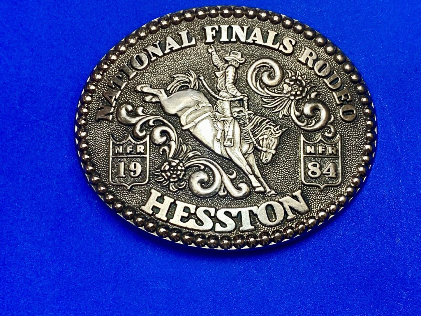 1984 NFR National Finals rodeo HESSTON Adult Size 2nd eddn Collector Belt Buckle