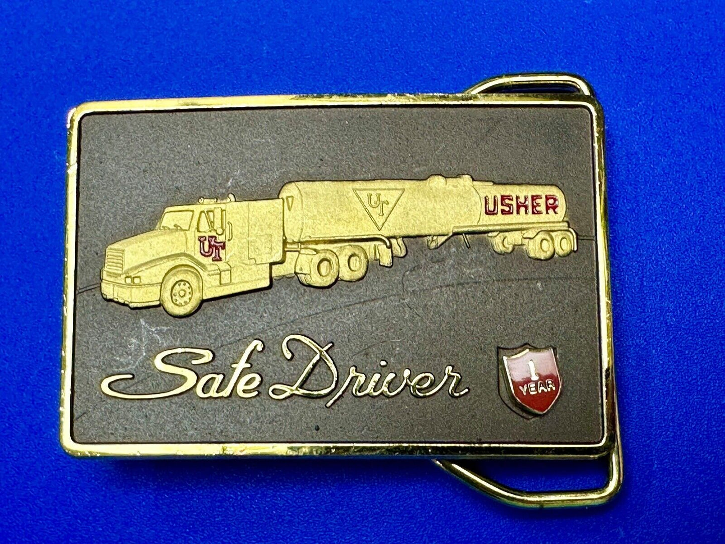 UT Usher Transportation Semi Drivers 1 year pin safety award Belt Buckle