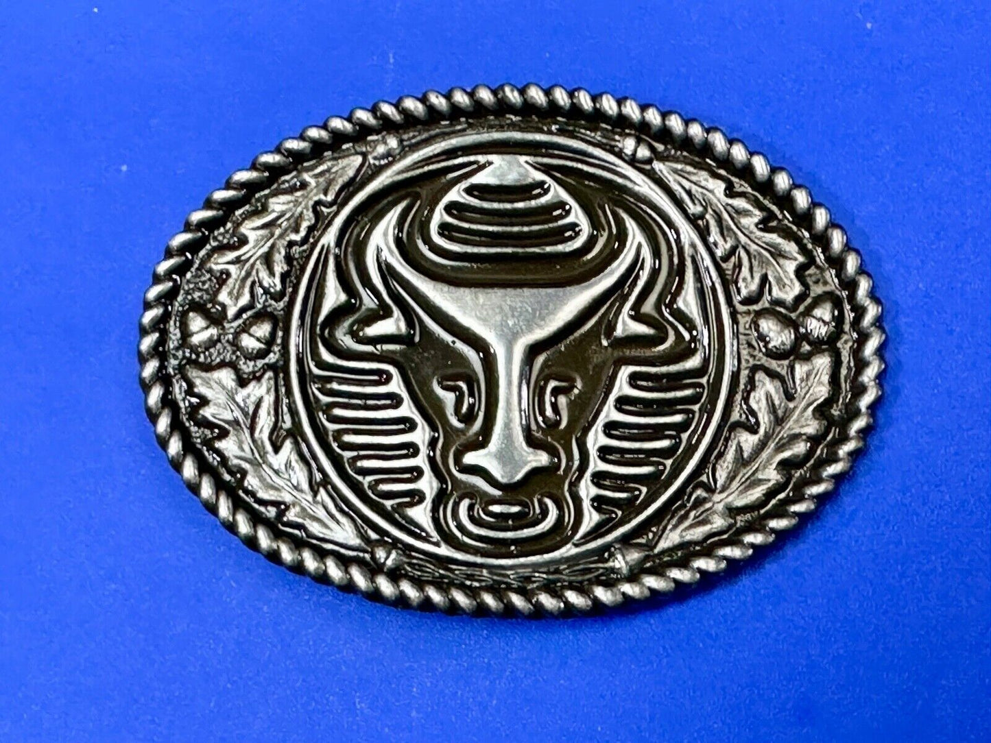 The Longhorn cow steer with nose ring Vintage rope boarder belt buckle