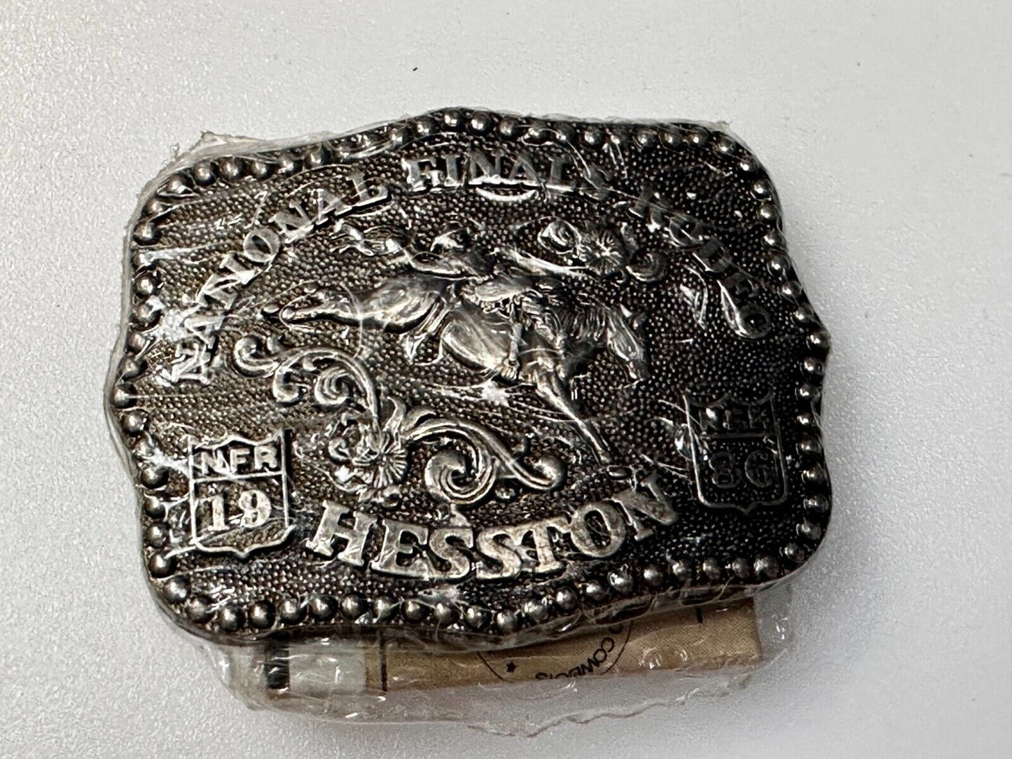 1986 Hesston National Finals Rodeo NFR Cowboys Youth Size NOS Belt Buckle