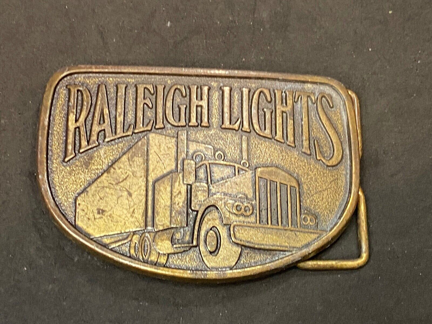 Vintage 80'S? Raleigh Lights Belt Buckle Cigarette Advertising Trucker