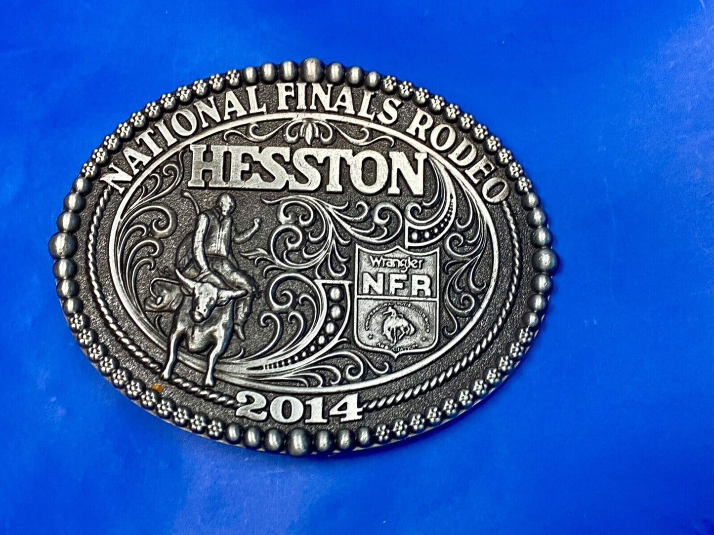 2014 Nos Youth Size Nfr National Finals Rodeo Montana Silversmiths Belt Buckle