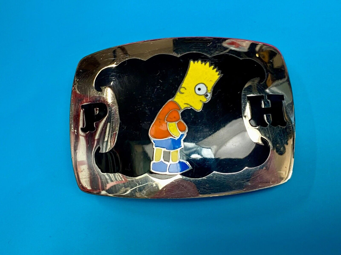 Bart Simpson ULTIMATE Simpsons fan gift! PH Western belt buckle AMAZING QUALITY