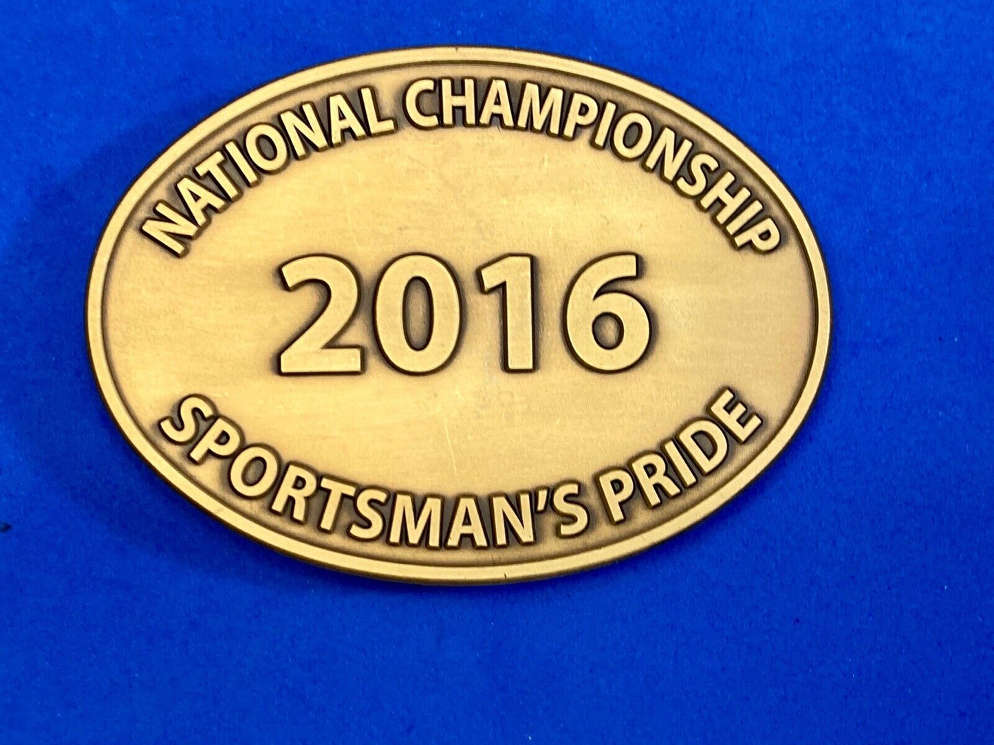 2016 National Championship Sportsman's Pride Gold Tone Oval Belt Buckle