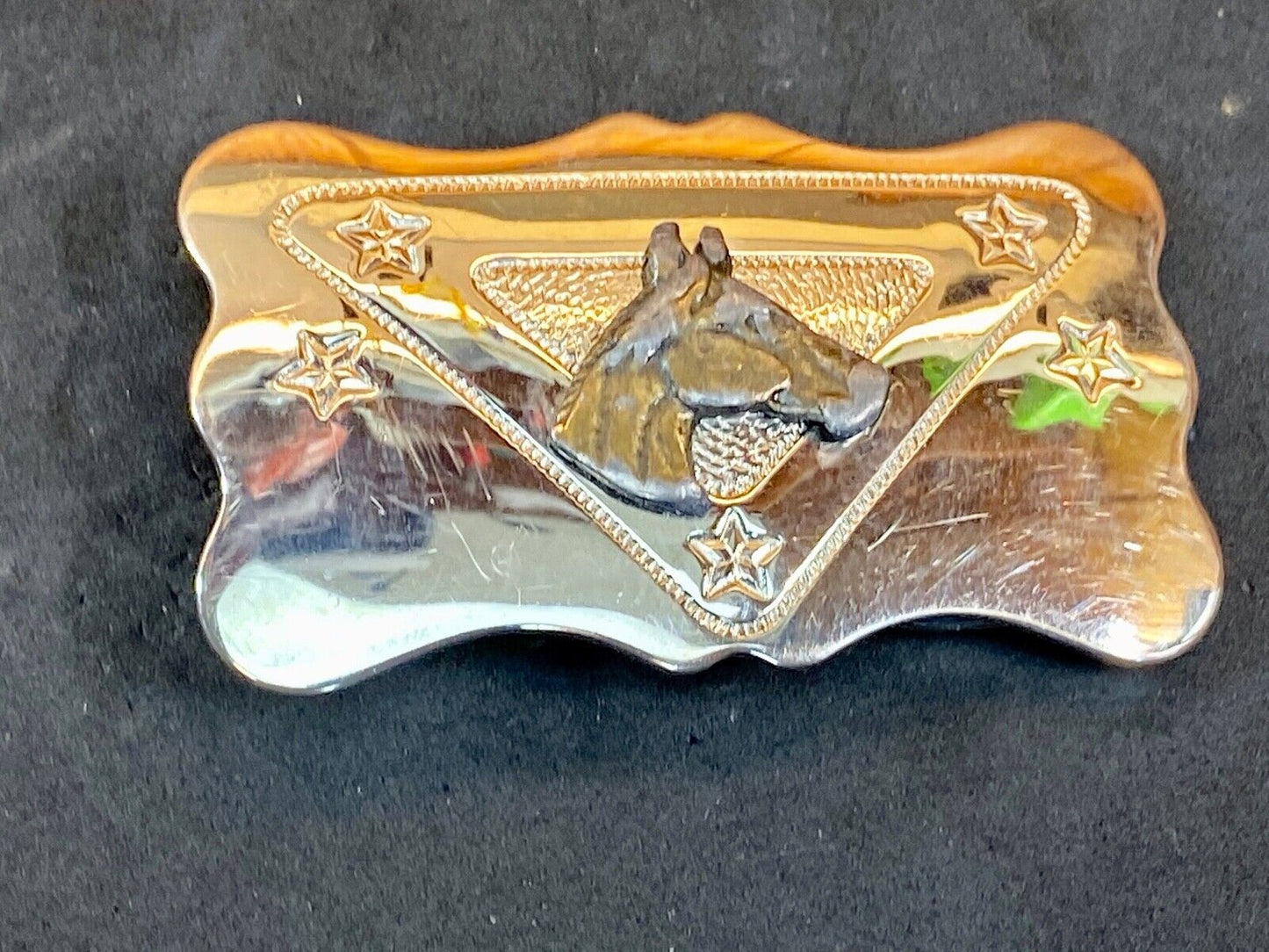 Vintage Chambers Two Toned Horse Head Bust Belt Buckle