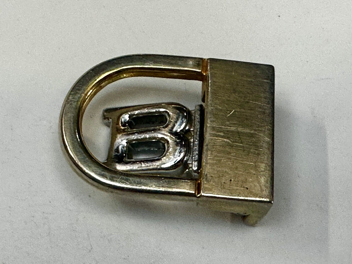 B - Letter Initial Monogram Vintage two tone swing arm small belt buckle