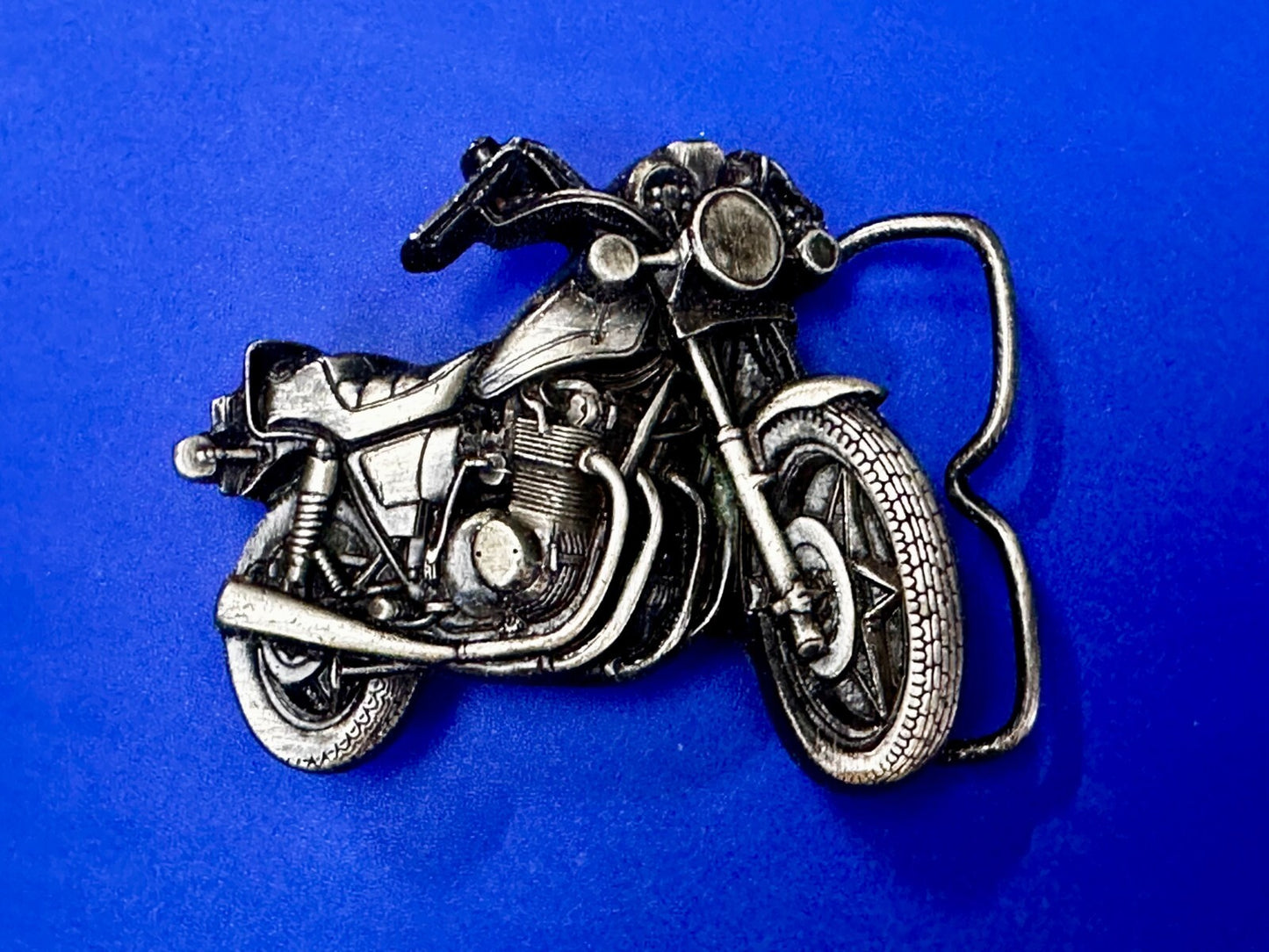 Vintage Chopper Motorcycle Bike Cutout 1979 Biker Rider Bergamot Belt Buckle