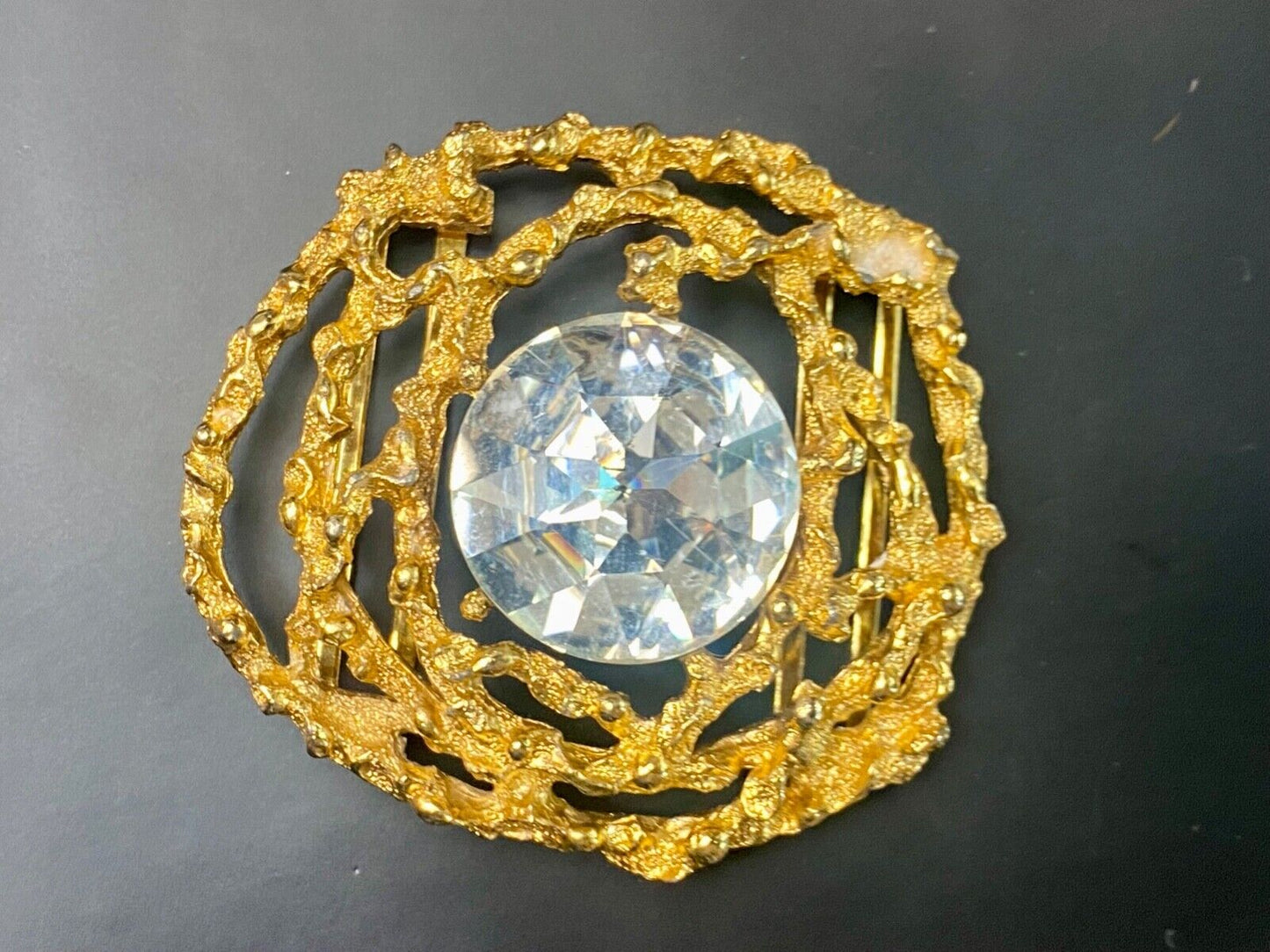 Beautiful retro gold tone see through abstract -Faux stone, belt slide or buckle