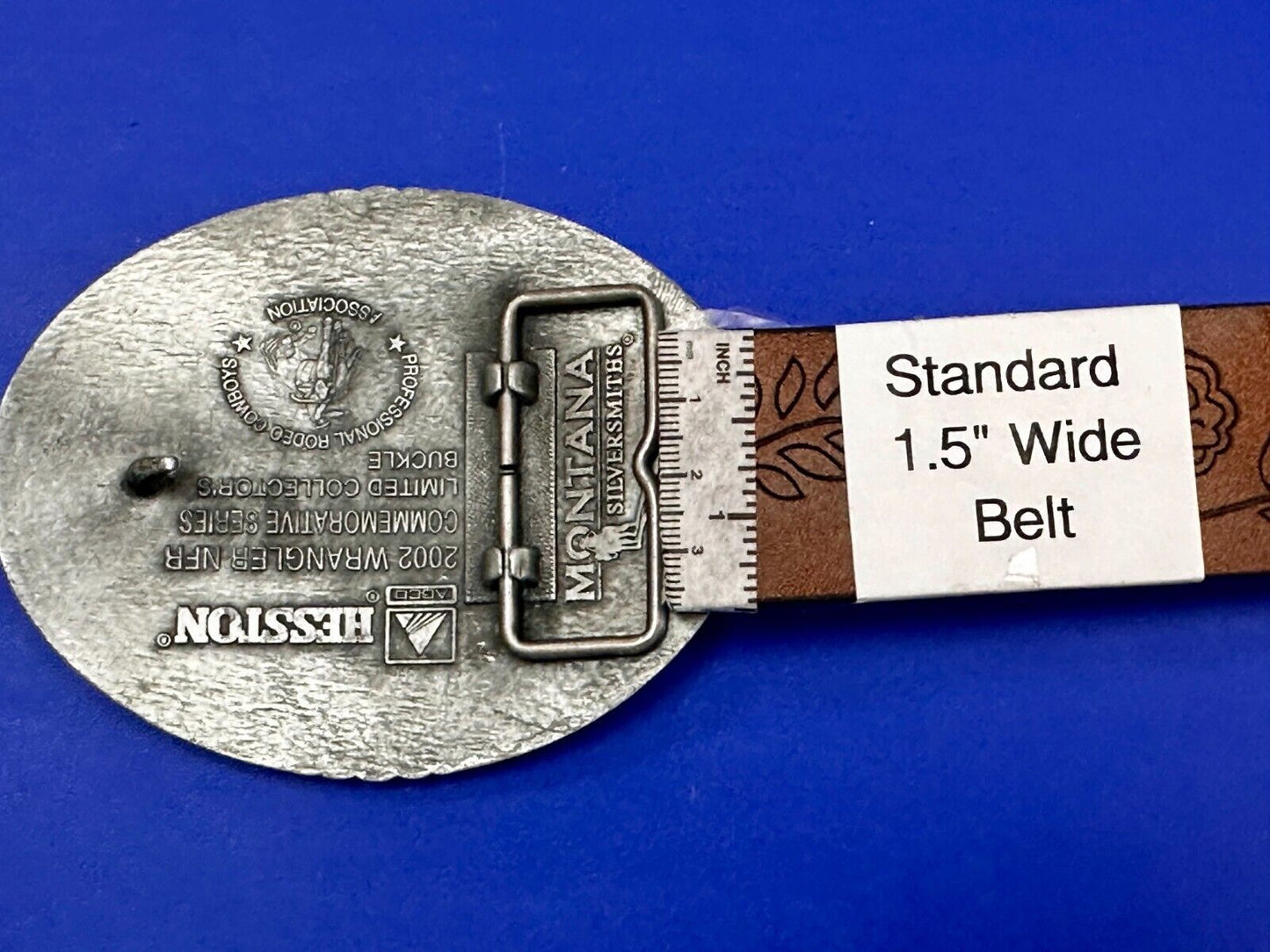 2002 Hesston NFR National Finals Rodeo Wrangler Montana Silversmiths Belt Buckle