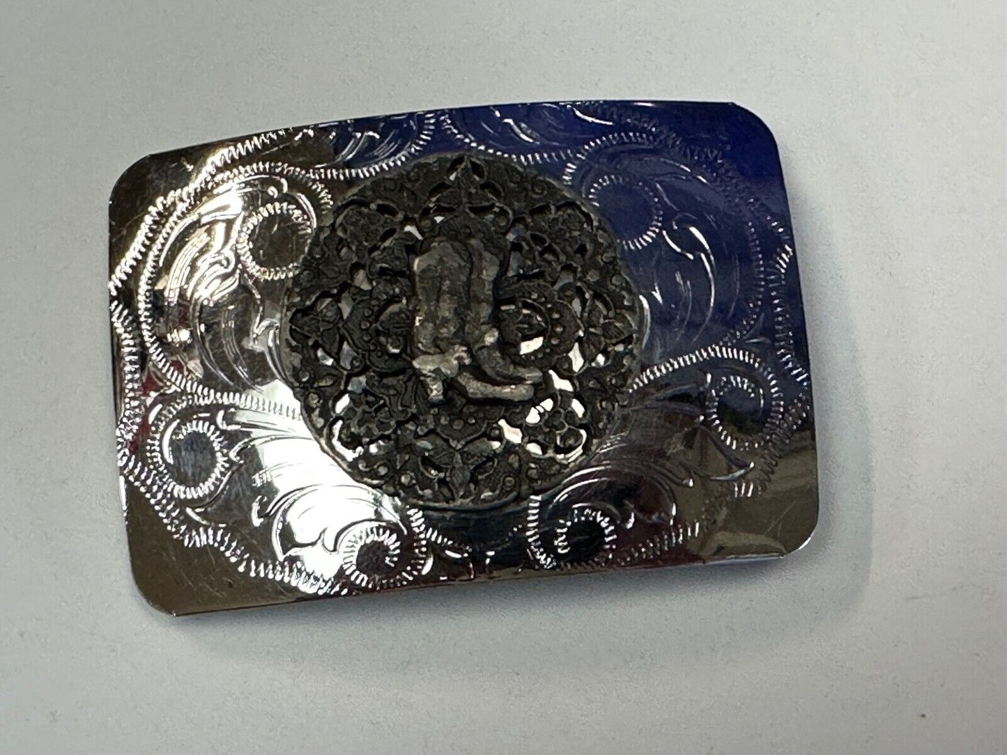 Vintage Cowboy Boots western flower swirl design belt buckle