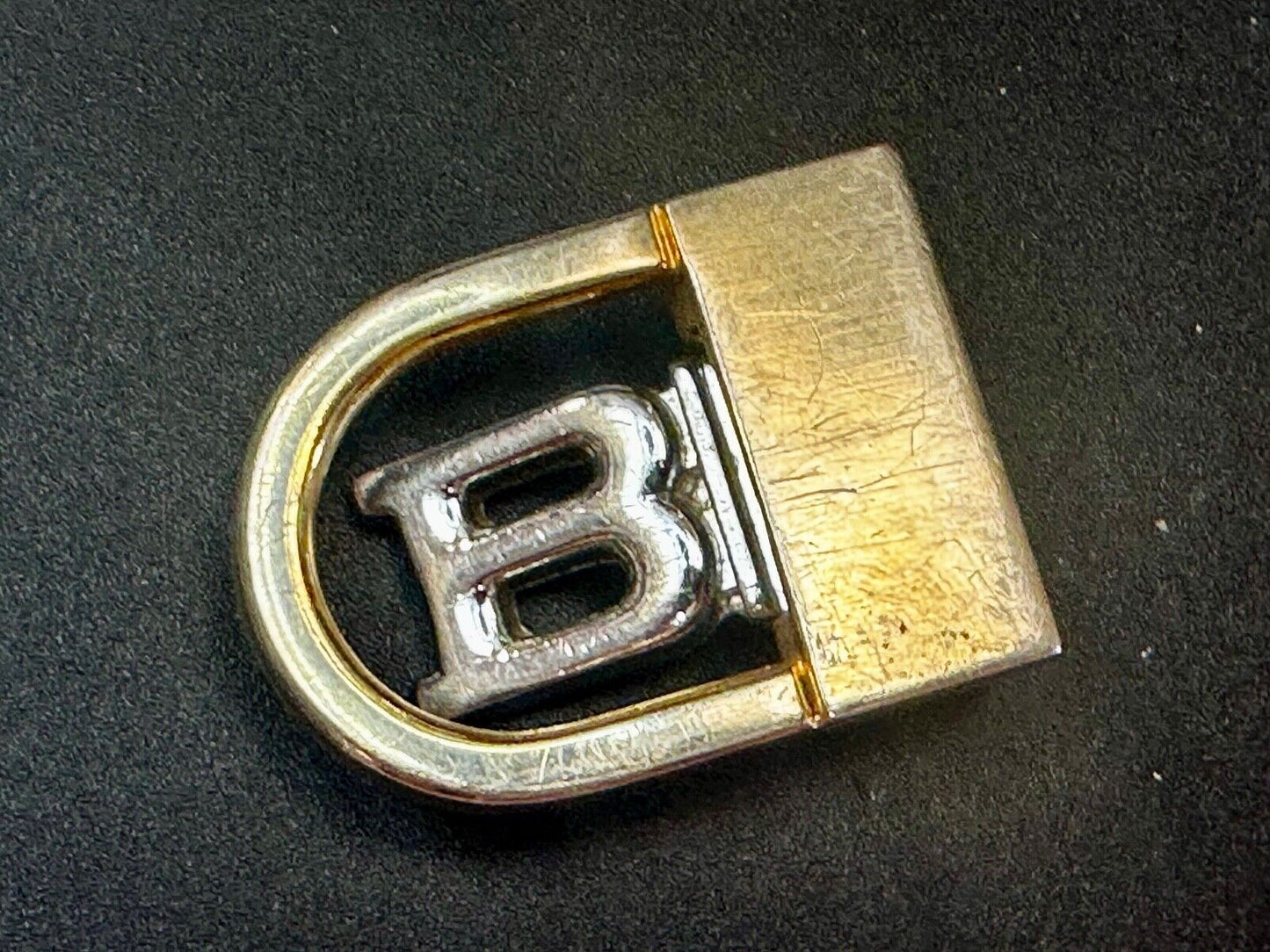 B - Letter Initial Monogram Vintage two tone swing arm small belt buckle