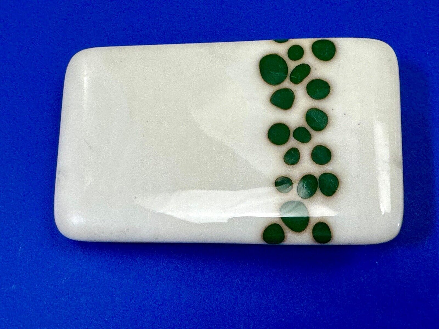 Artisan painting glossy porcelain? rectangular white & green color belt buckle