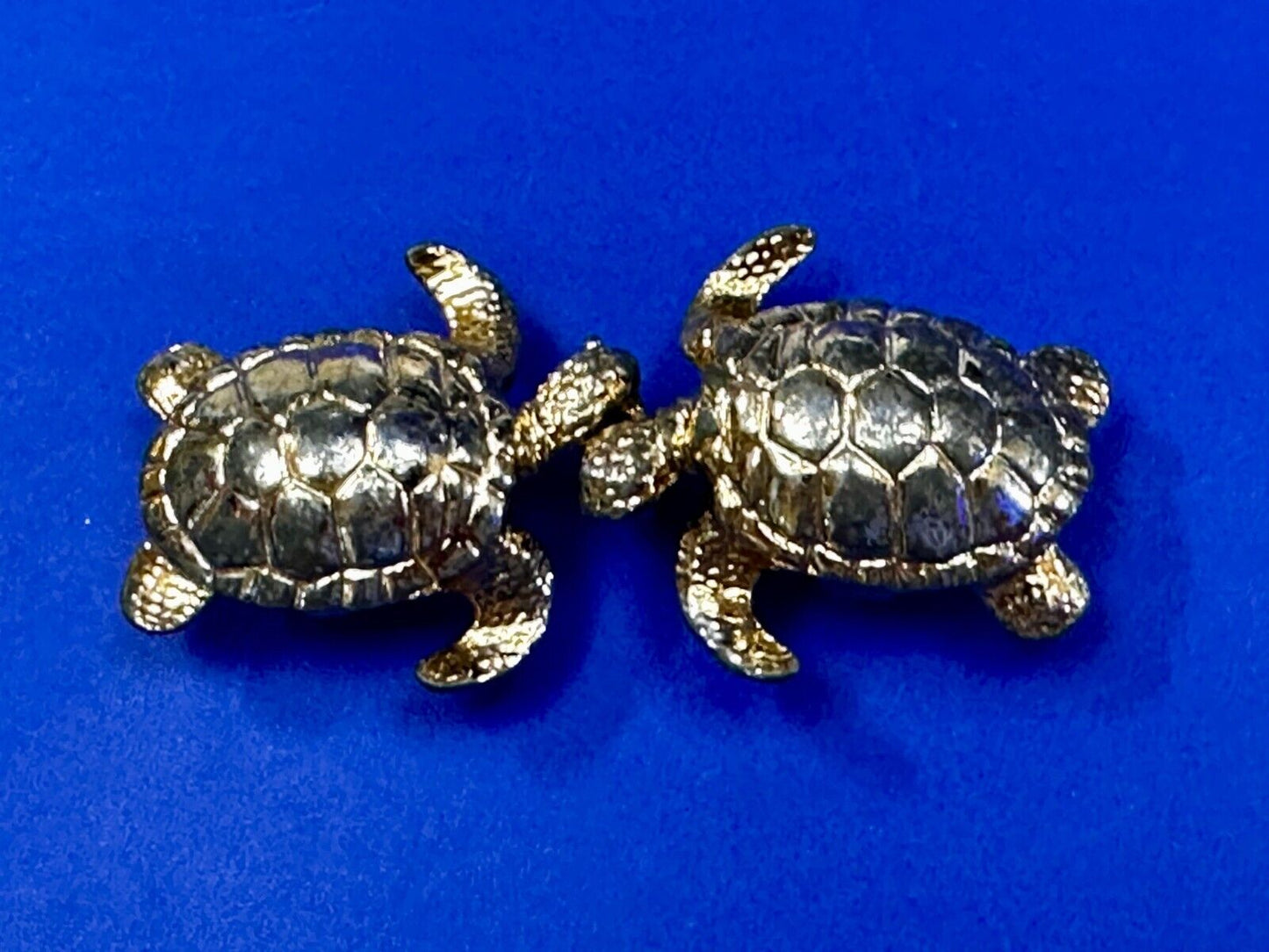 Turtle Tortoise Figural Two Piece Interlocking Gold Tone Vintage Belt Buckle