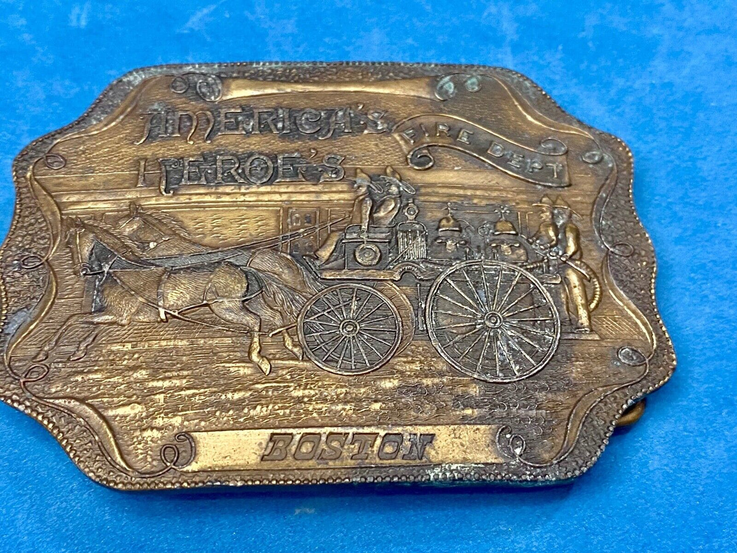 Vintage Bergamot Belt Buckle, America's Hero's Boston Fire Department