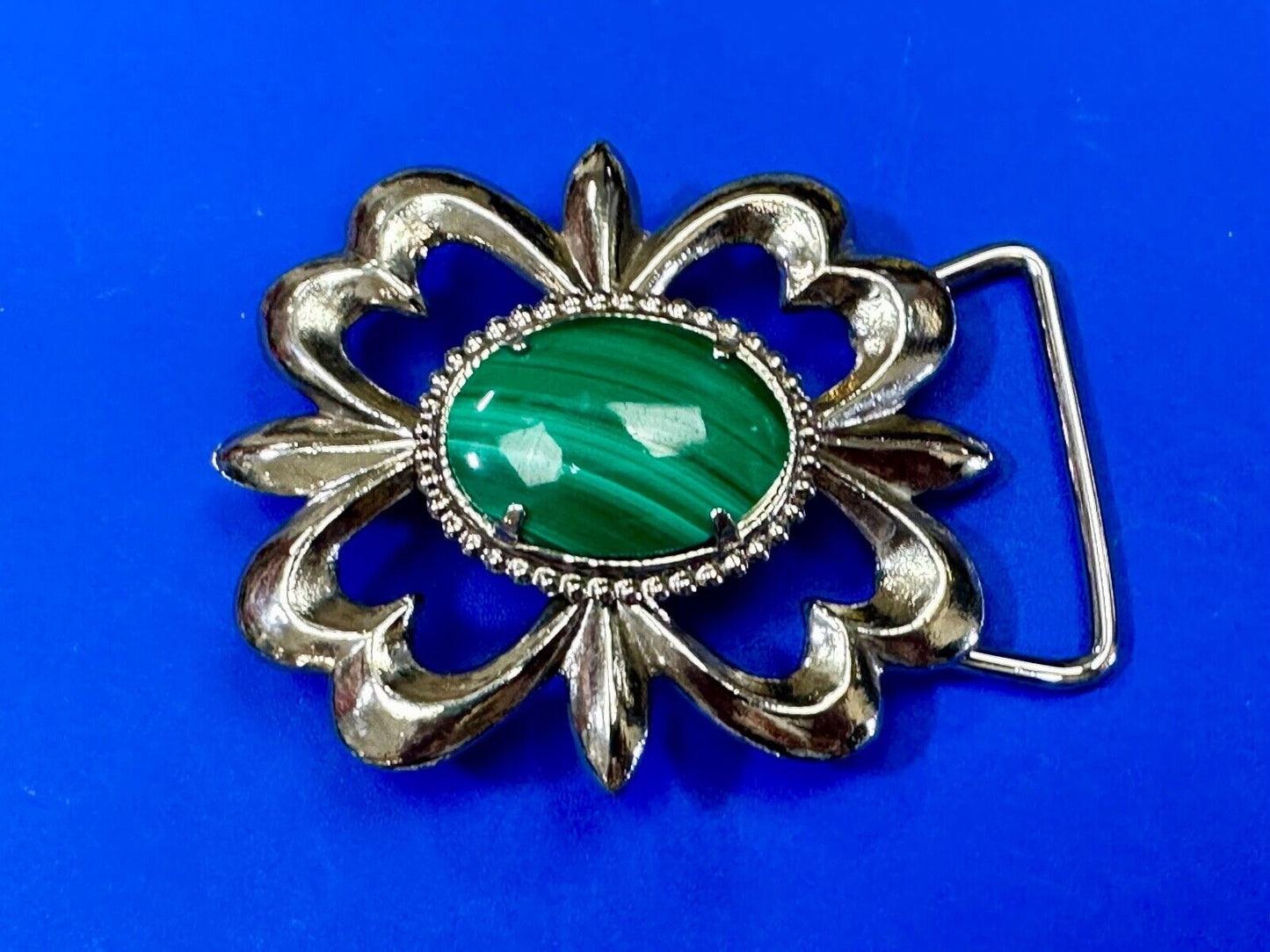 Beautiful Green Malachite Native American Navajo style Cabochon Cab belt buckle