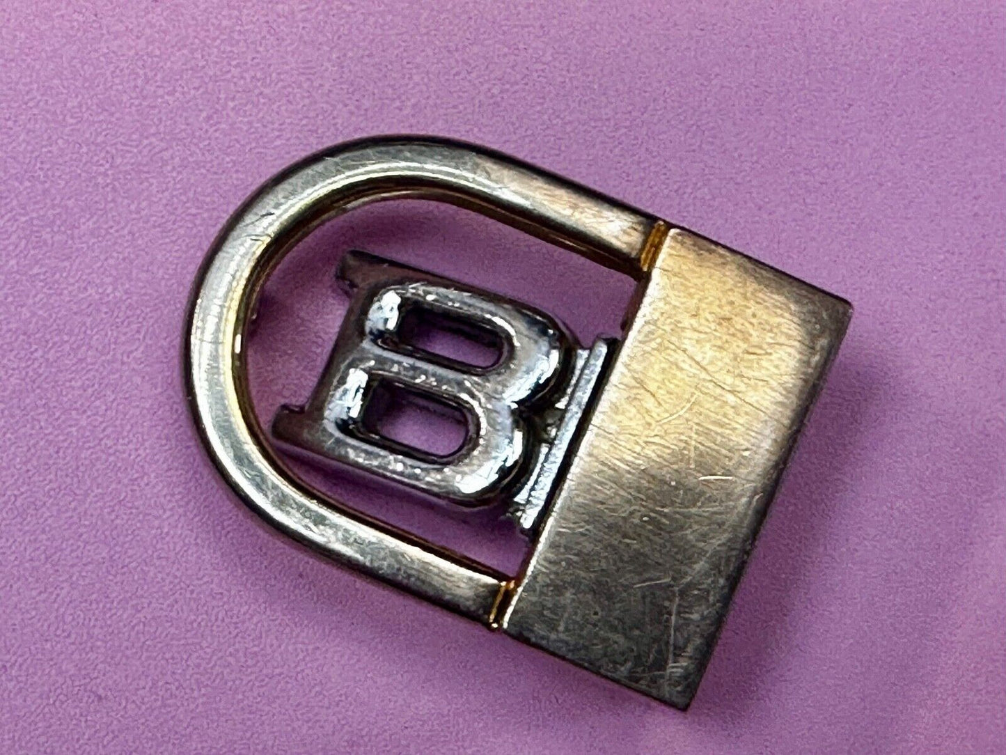B - Letter Initial Monogram Vintage two tone swing arm small belt buckle