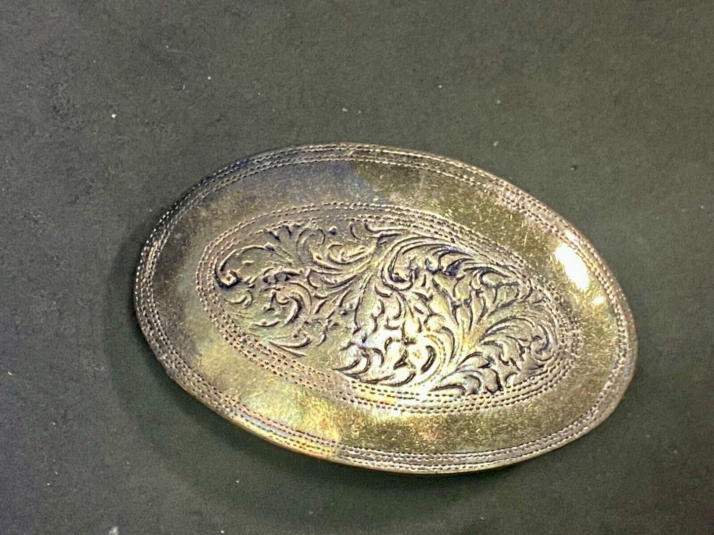 Taiwan Roc Marked Small Western Flower Swirl Silver Tone Belt Buckle