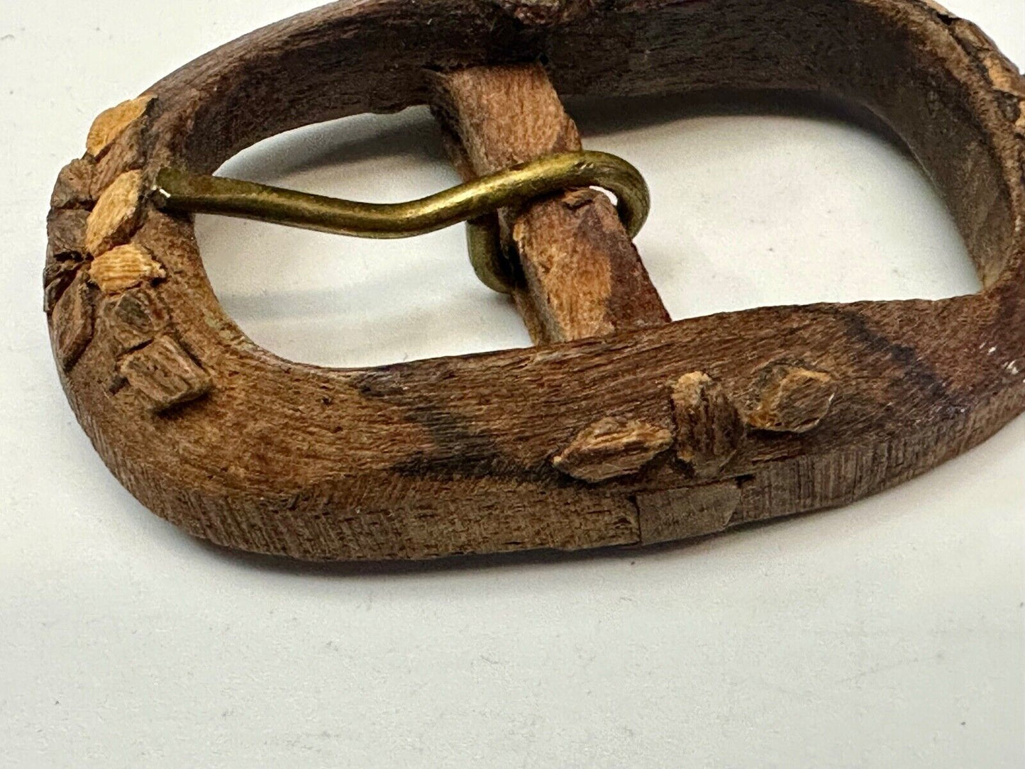 Vintage Artisan Mixed wood inlaid oval center bar quality Belt Buckle