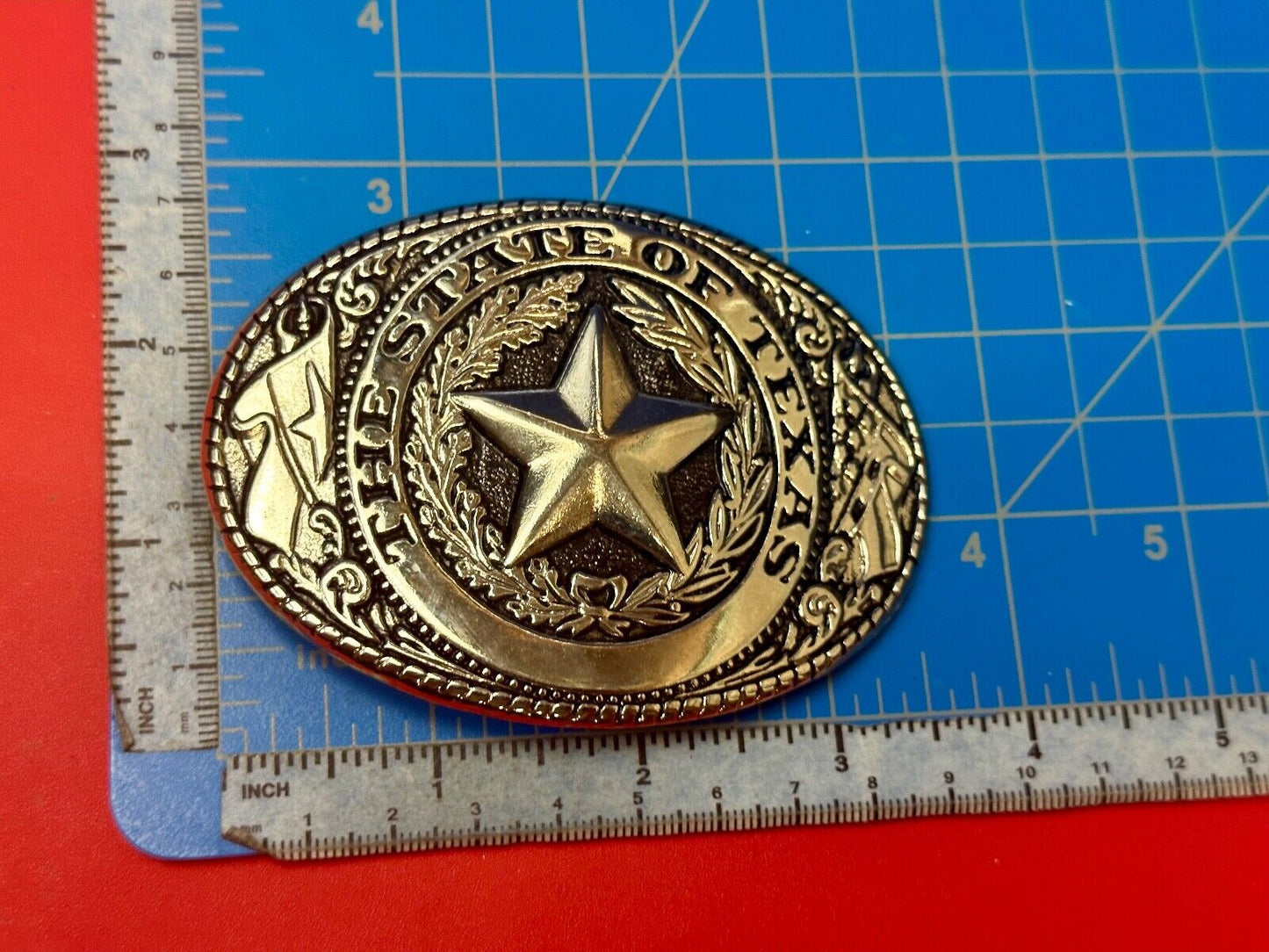 The Great State of Texas - Tx Star, Flag western light gold color belt buckle