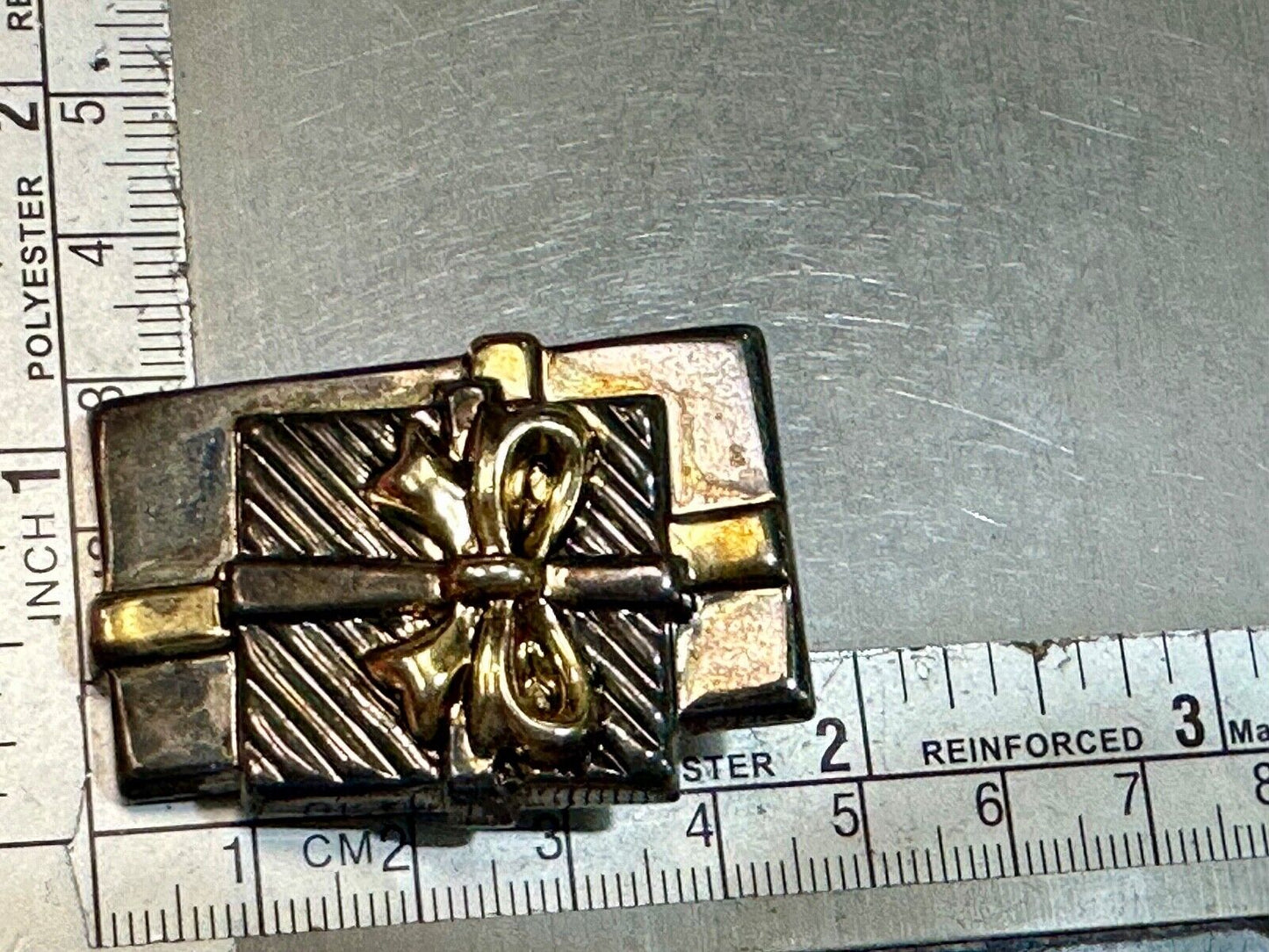 Vintage BEST Christmas Brooch Gift Present Gold Silver Two Tone Pin or PENDANT