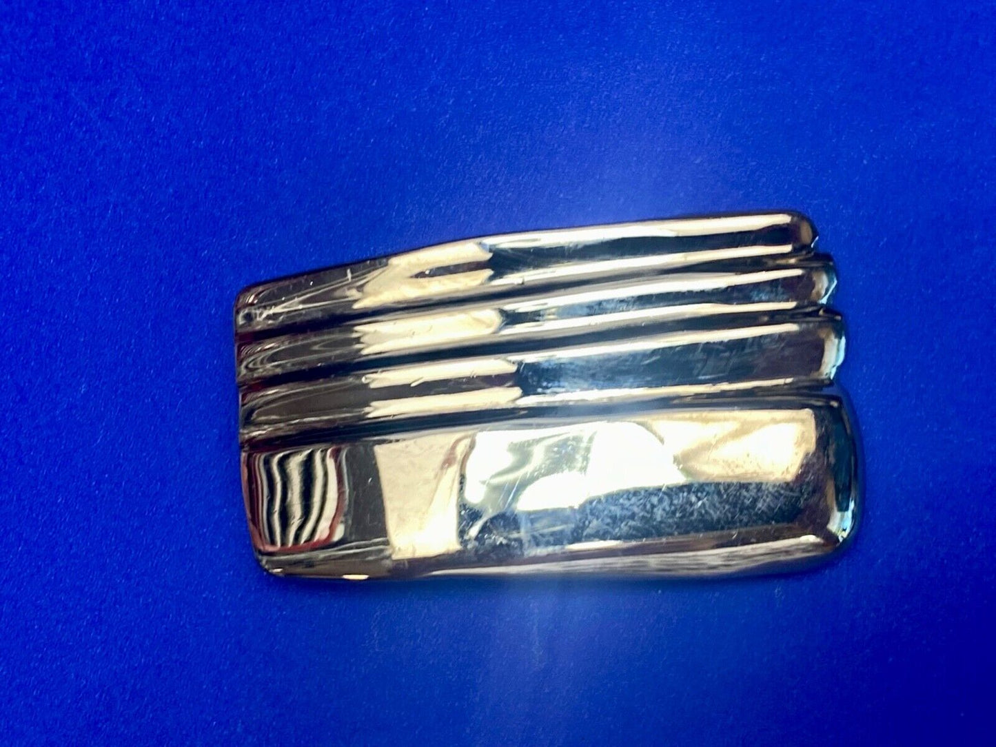 1982 Kathy young signed solid brass chrome color abstract art belt buckle