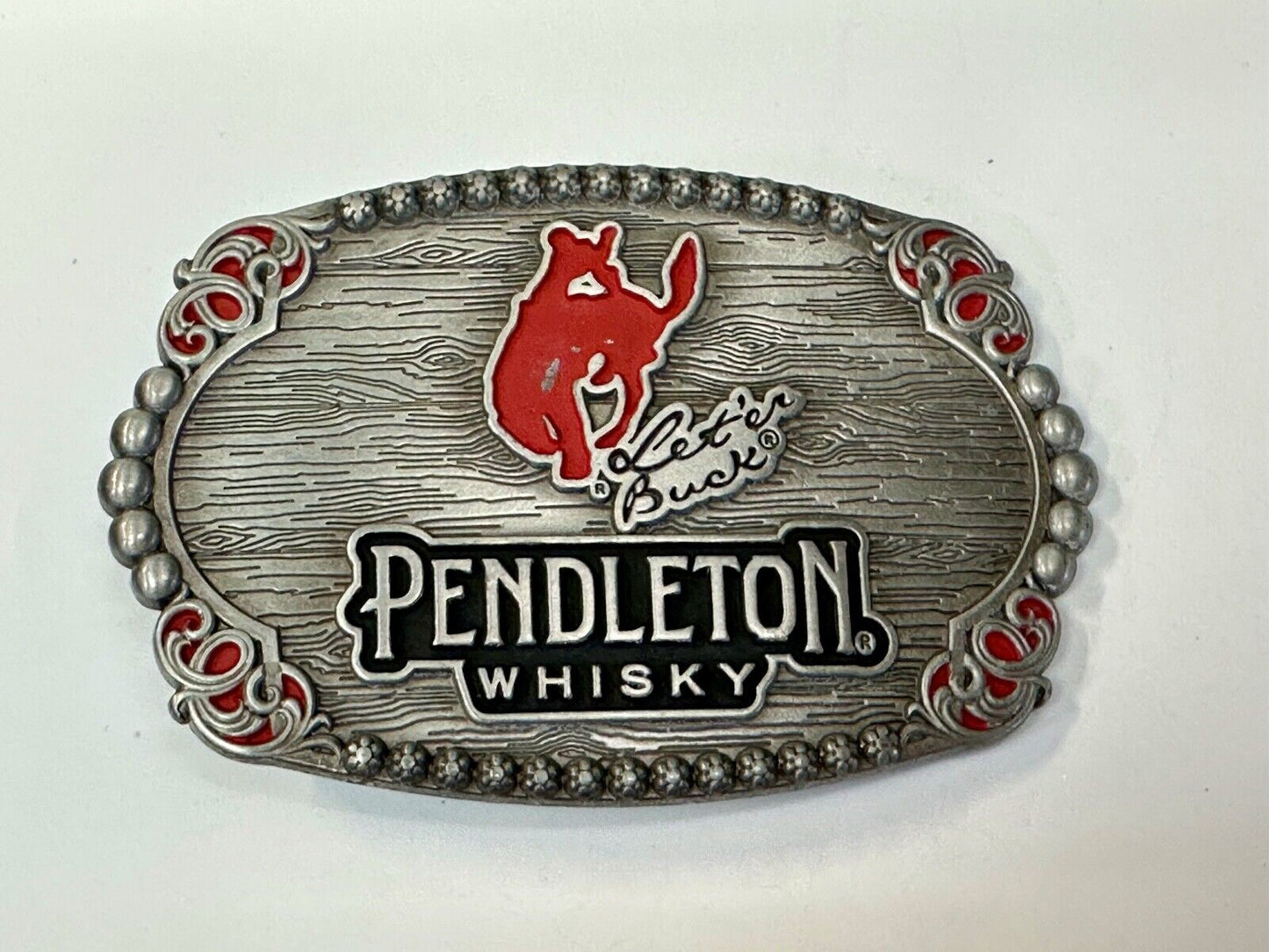 2023 Pendleton Whisky Belt Buckle Montana Silversmiths Let'er Buck Cowboy Rodeo