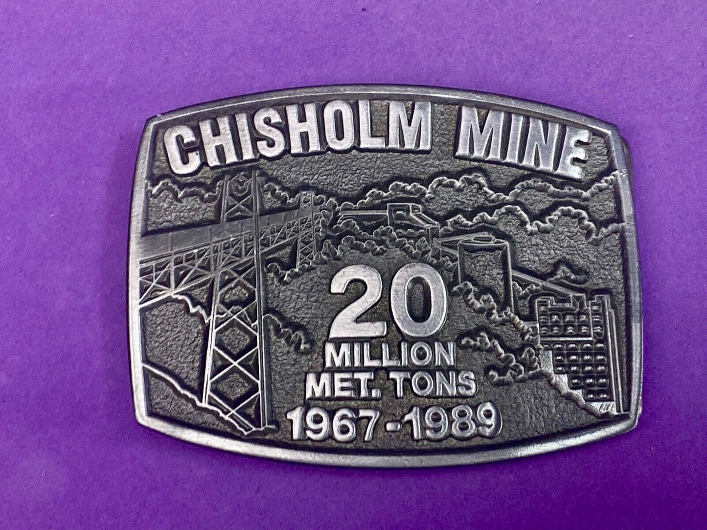 20 Million Metric Tons Mined - Belt Buckle Chisholm, Minnesota Mn Iron Mine