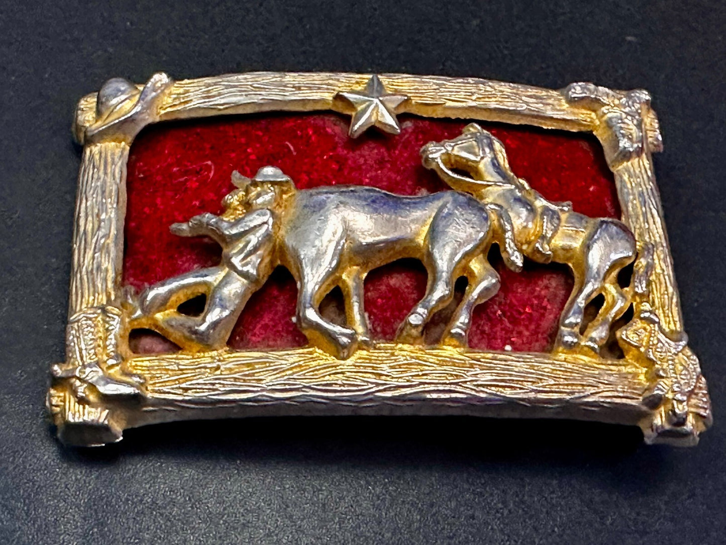 Bank Bandit Cowboy Horse Thief Unique colorful Raised Belt Buckle
