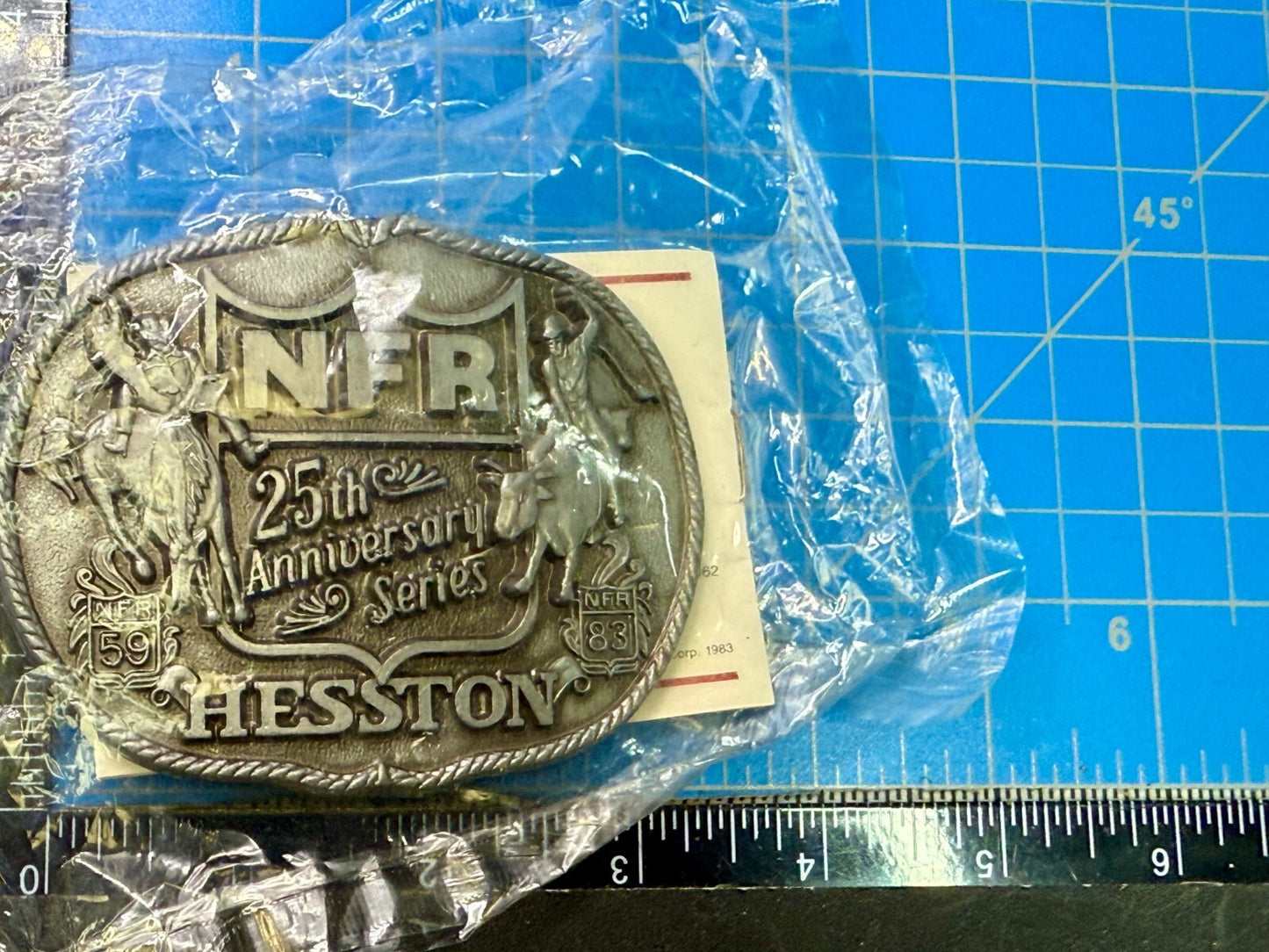 1983 Hesston NFR National Finals Rodeo Cowboys 25 year Commemorative Belt Buckle