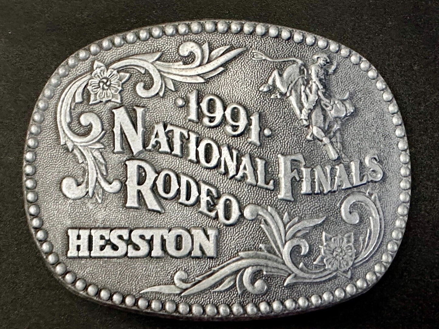 1991 Hesston NFR National Finals Rodeo Cowboys Western ADM Belt Buckle