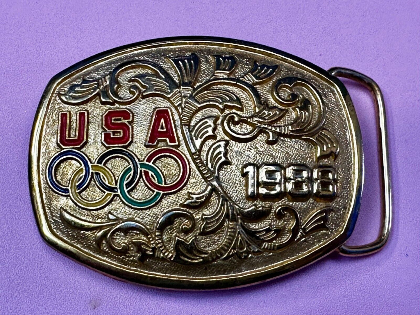 USA 1988 Olympic Games Commemorative Vintage Belt Buckle