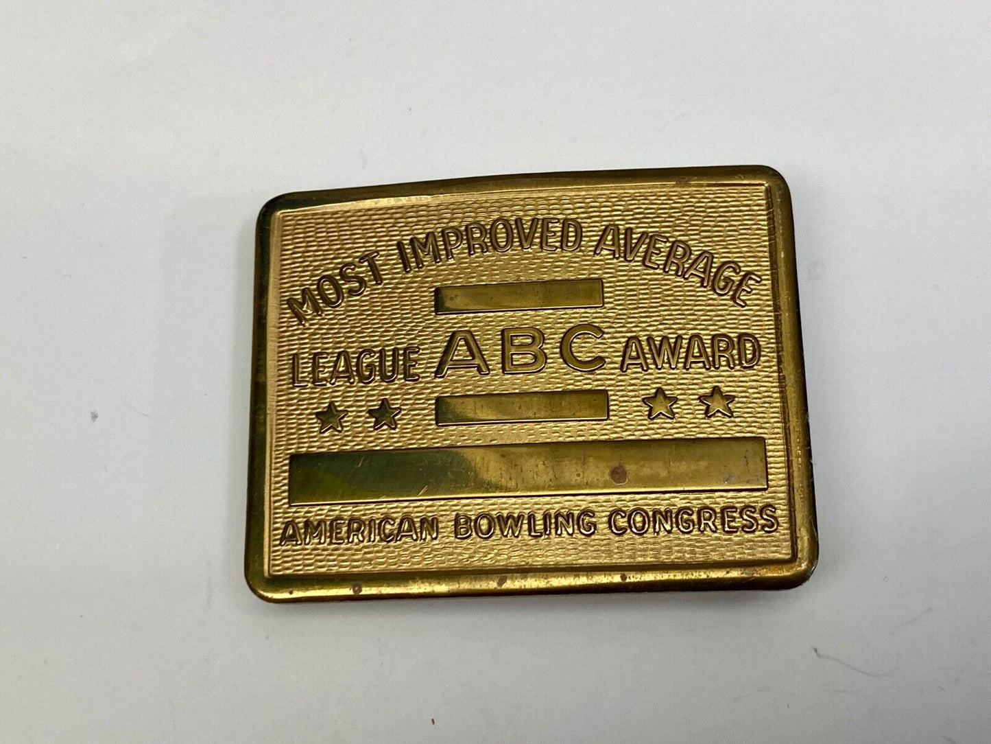 Vintage 70s AMERICAN BOWLING CONGRESS Most Improved ABC LEAGUE AWARD BELT BUCKLE