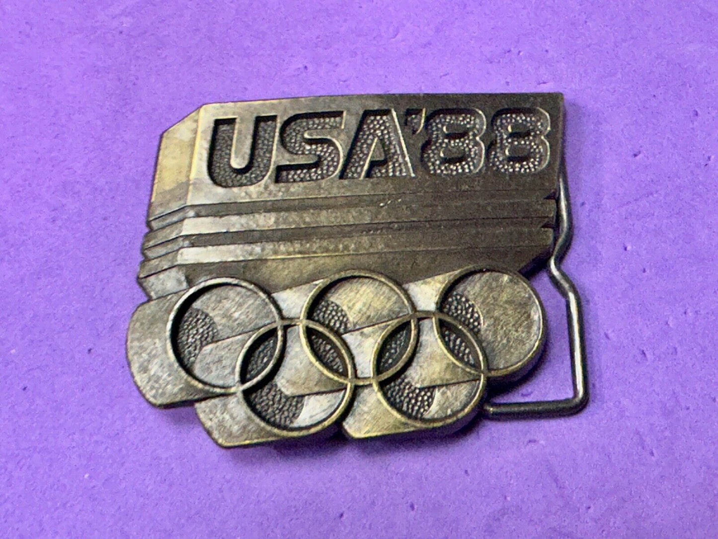 USA Olympic Games 1988 Five Ring Emblem logo belt buckle
