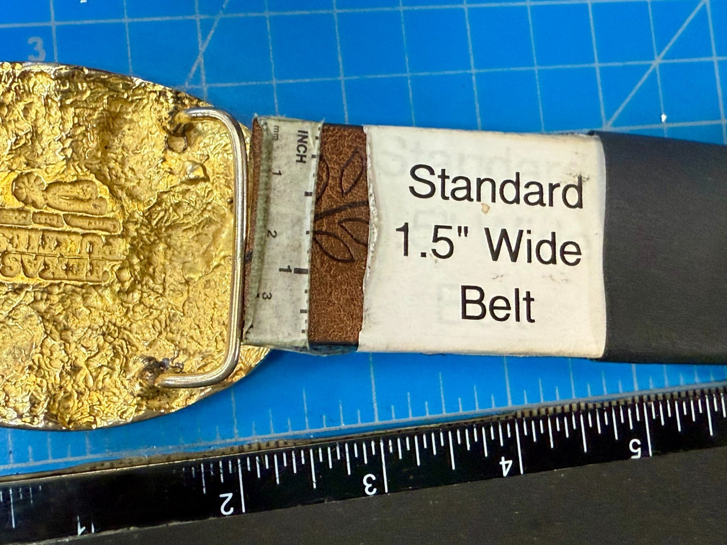 Texas Purities Nugget Textured Metal Gold Color Oval Belt Buckle