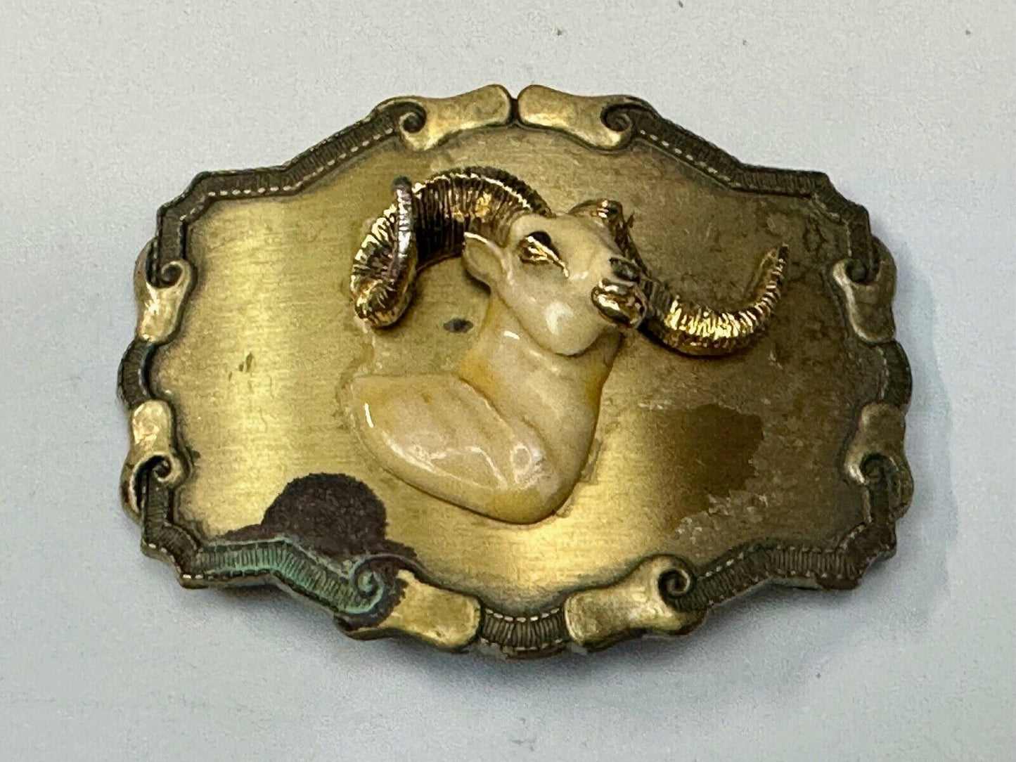 The Ram - Vintage Raintree Jewelry Company western framed Belt Buckle