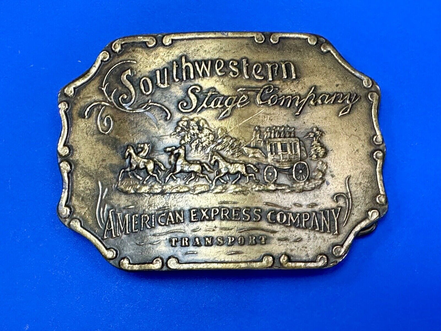 Vintage American Express Southwestern Stage Company Bergamot X-37 belt buckle