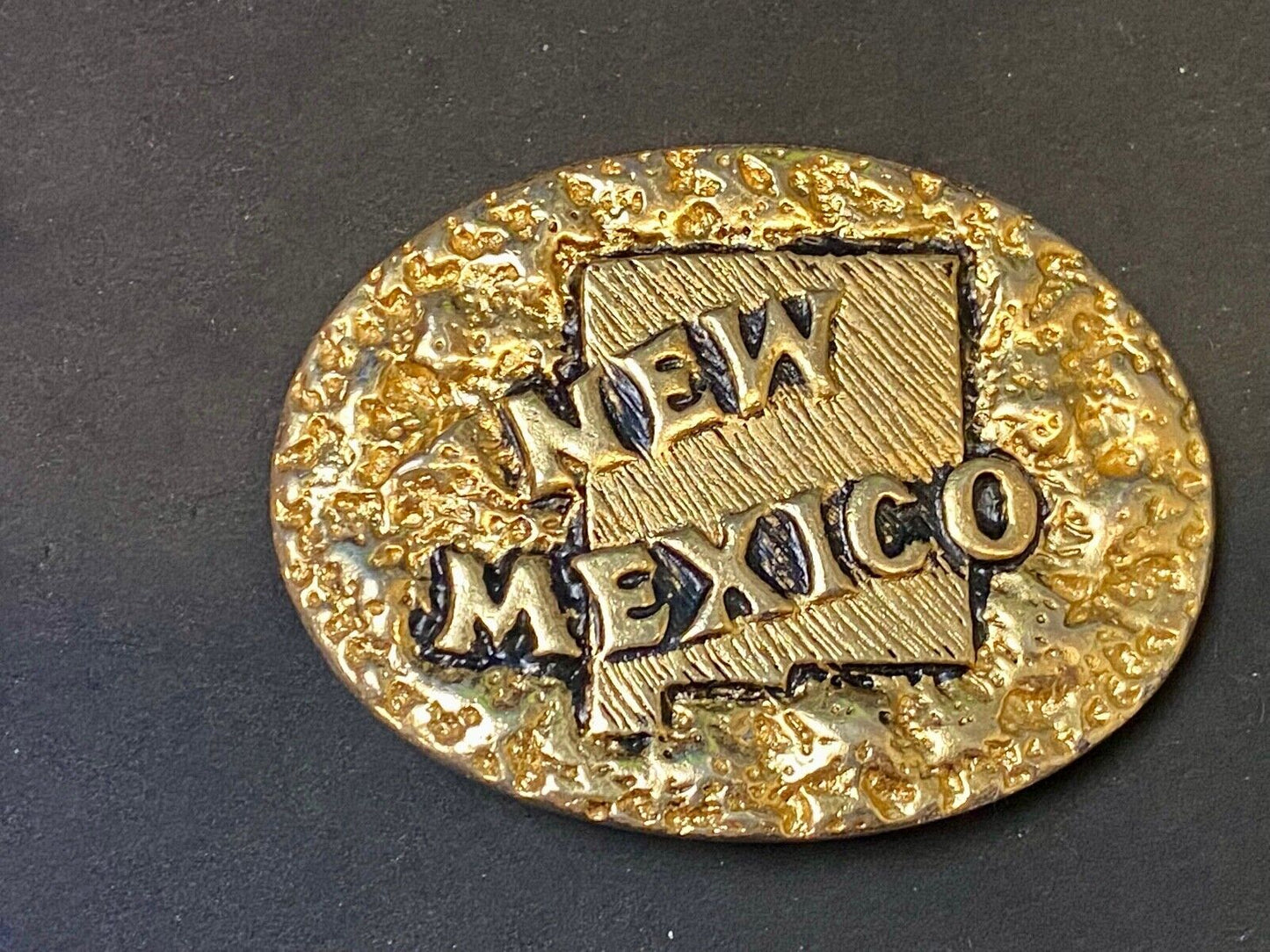 The Great State Of New Mexico Gold Tone Chunky Vintage Belt Buckle