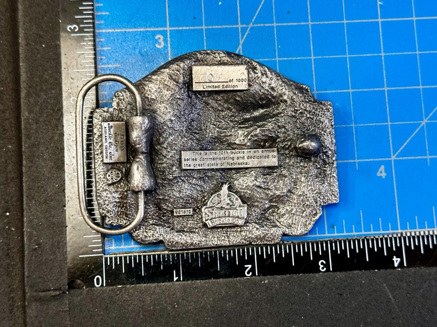 The Great State of Nebraska 1993 10th Annual Commemorative Siskiyou Belt Buckle