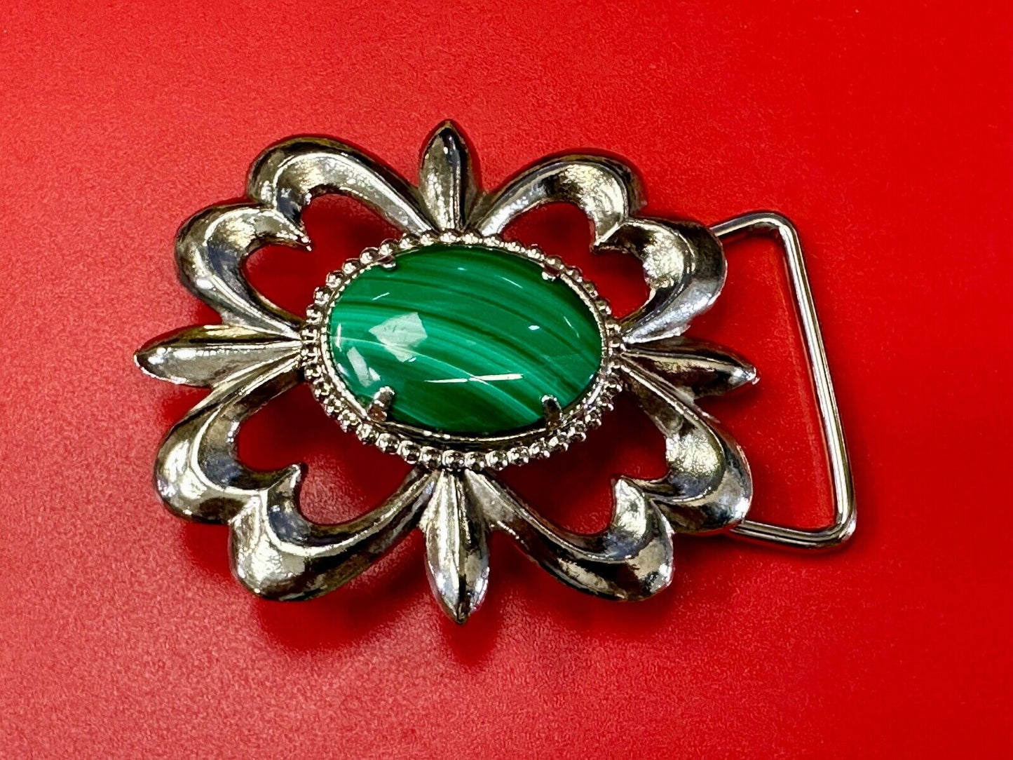 Beautiful Green Malachite Native American Navajo style Cabochon Cab belt buckle