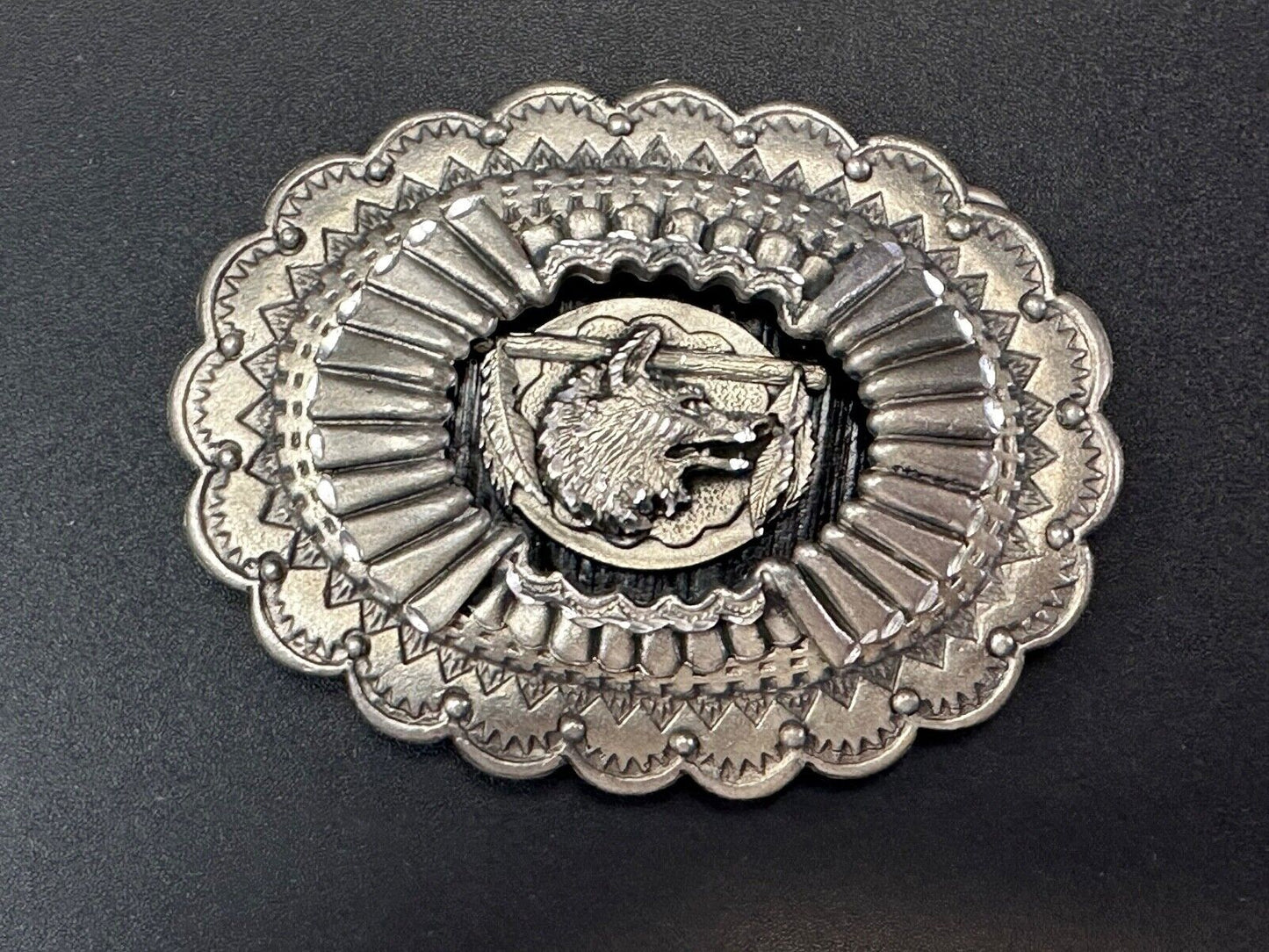 The Great Wolf - Native American Indian Feathers USA made Legends belt buckle