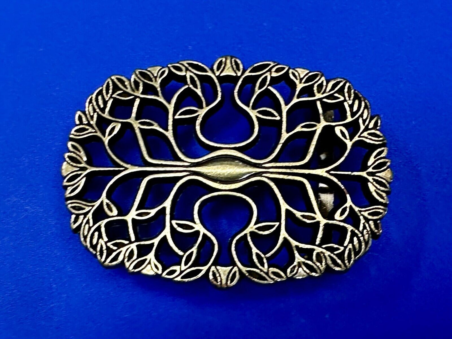 Tree of Life Pattern Openwork Hippy Boho Brass Tone Ornate Belt Buckle