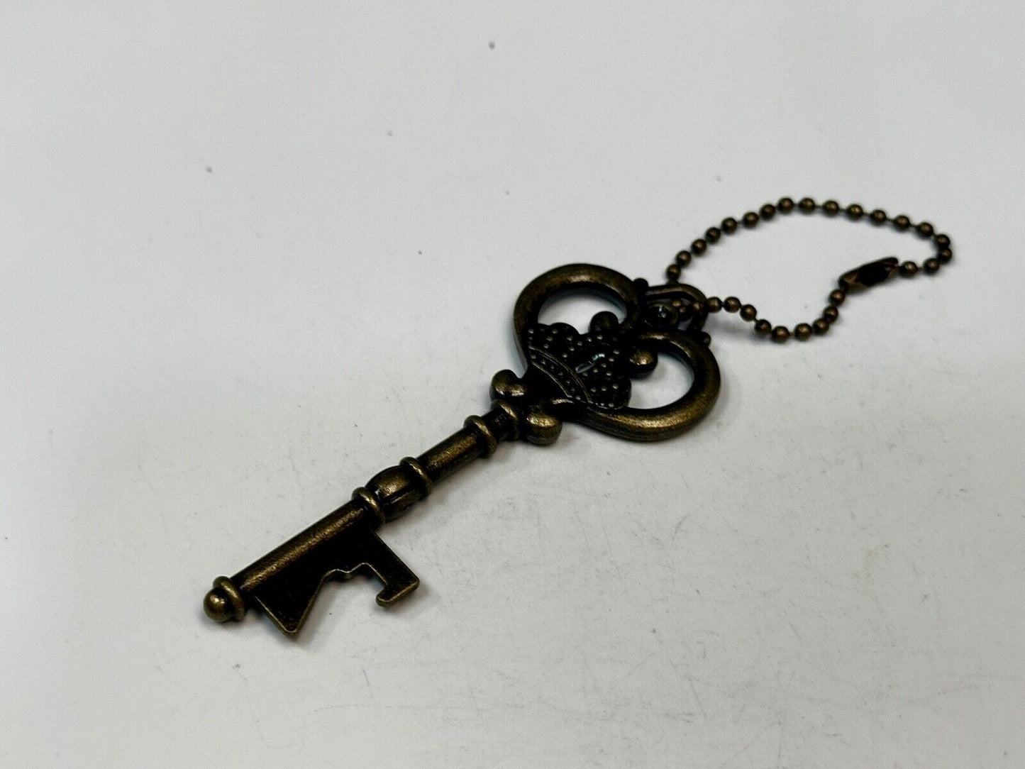 3" Skeleton Key Pendant Antiqued Bronze Keychain, Key Chain Ring Souvenir