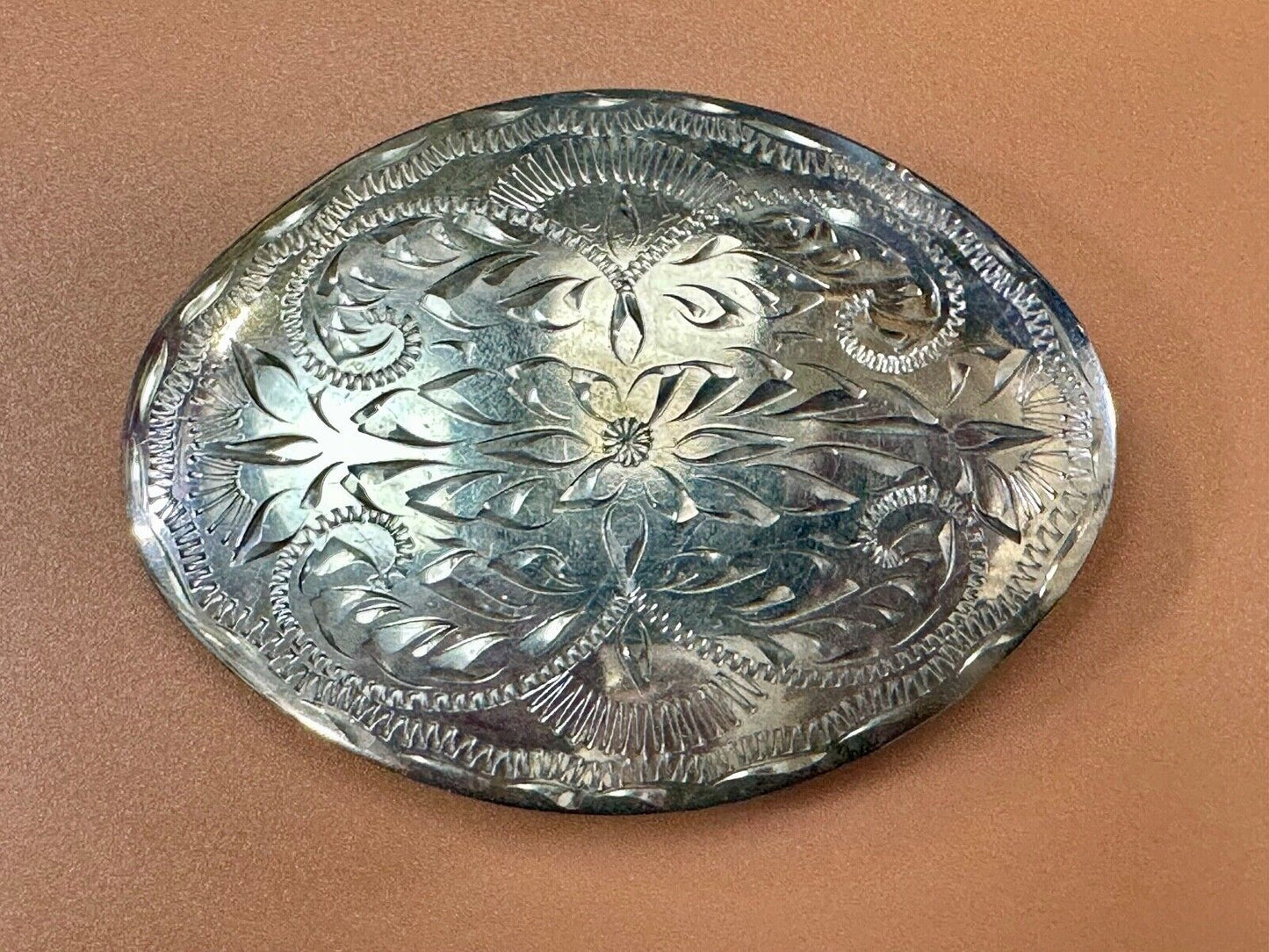 Beautiful Western Flair 3.5" wide engraved oval belt buckle